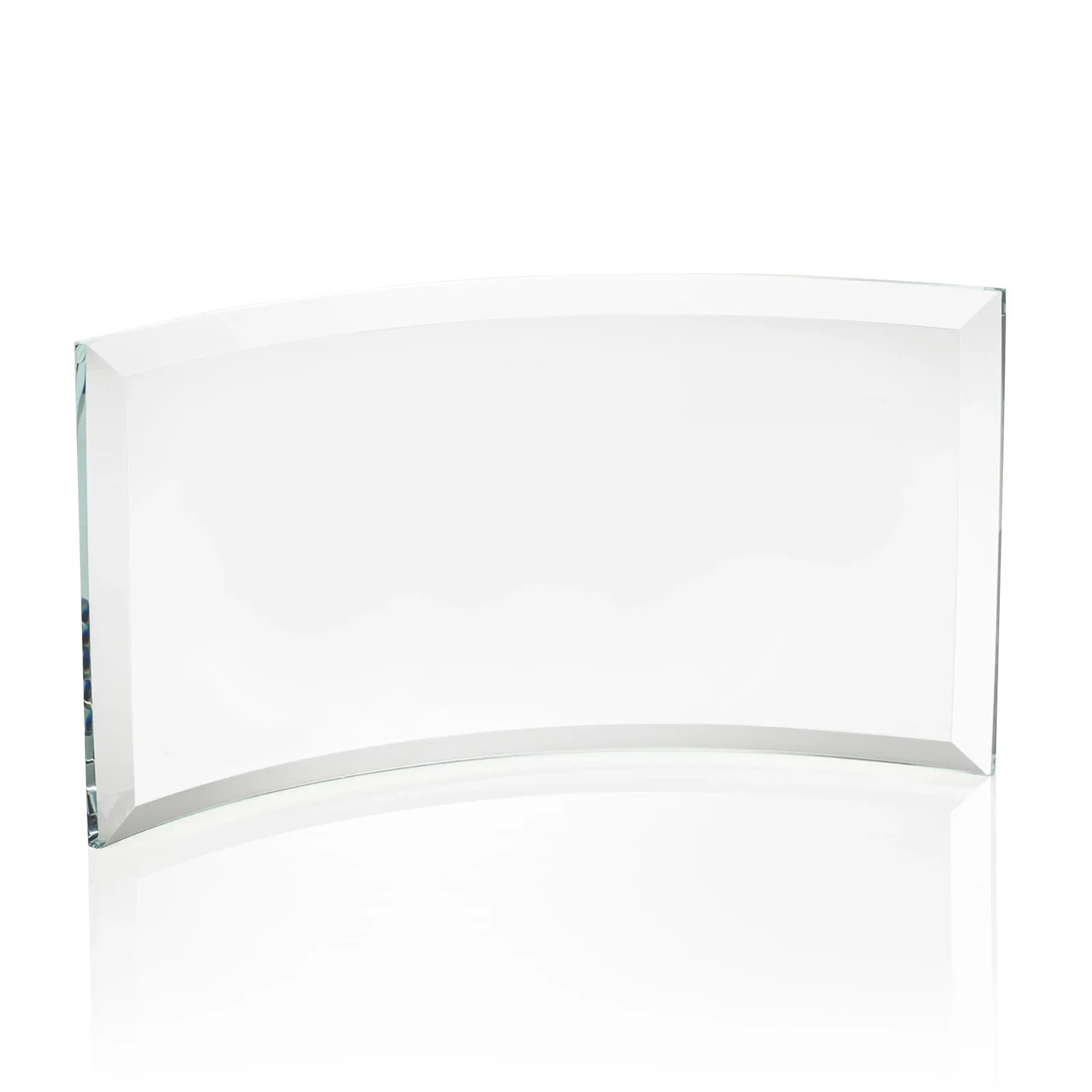 Promotional Starfire or Jade Glass Crescent Award in Five Color Options for retirement presentations