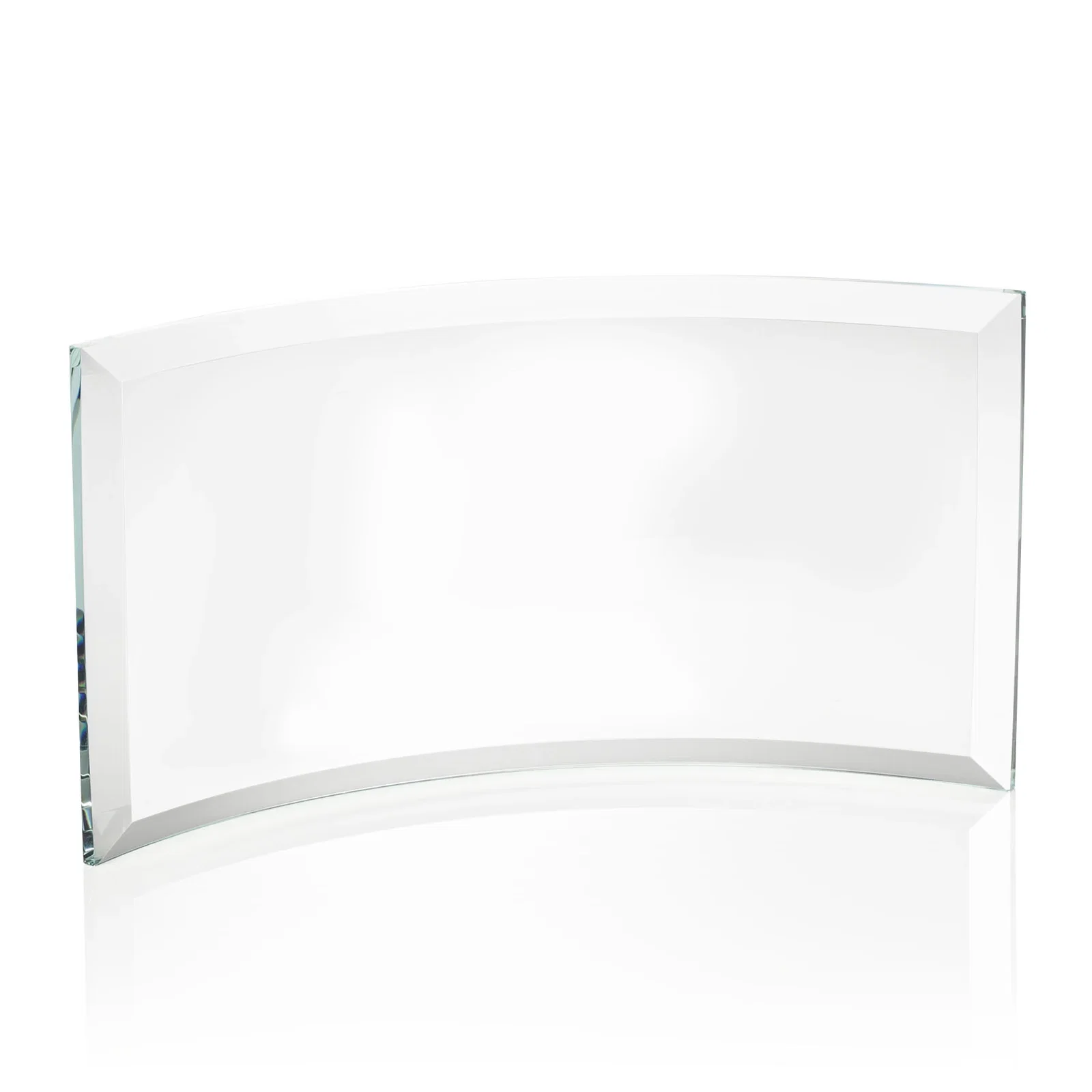 Promotional Starfire or Jade Glass Crescent Award in Five Color Options for team milestone celebrations