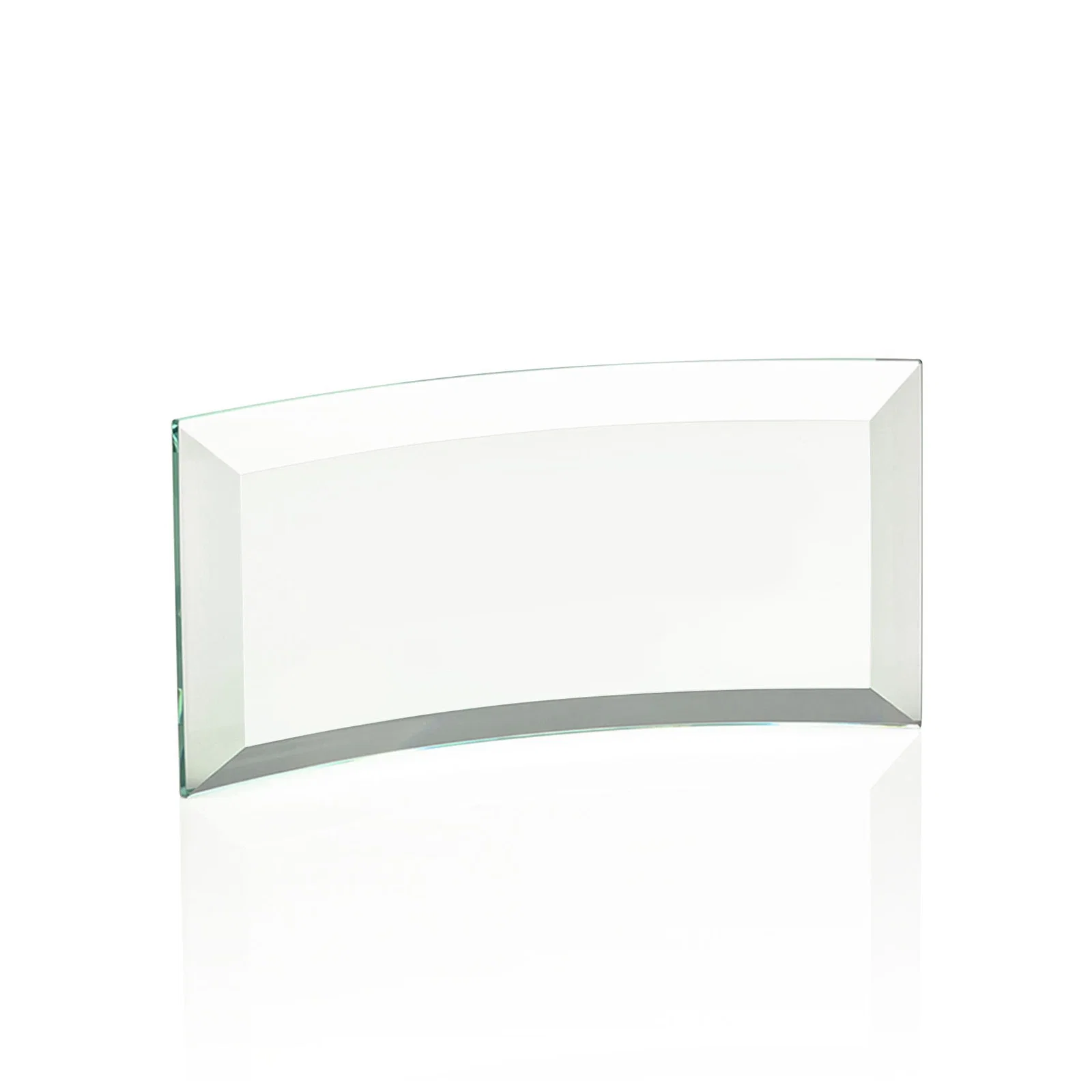 Branded Starfire or Jade Glass Crescent Award in Five Color Options for service anniversary gifts