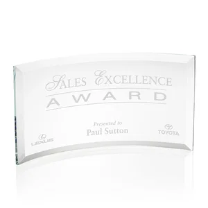 Starfire or Jade Glass Crescent Award in Five Color Options