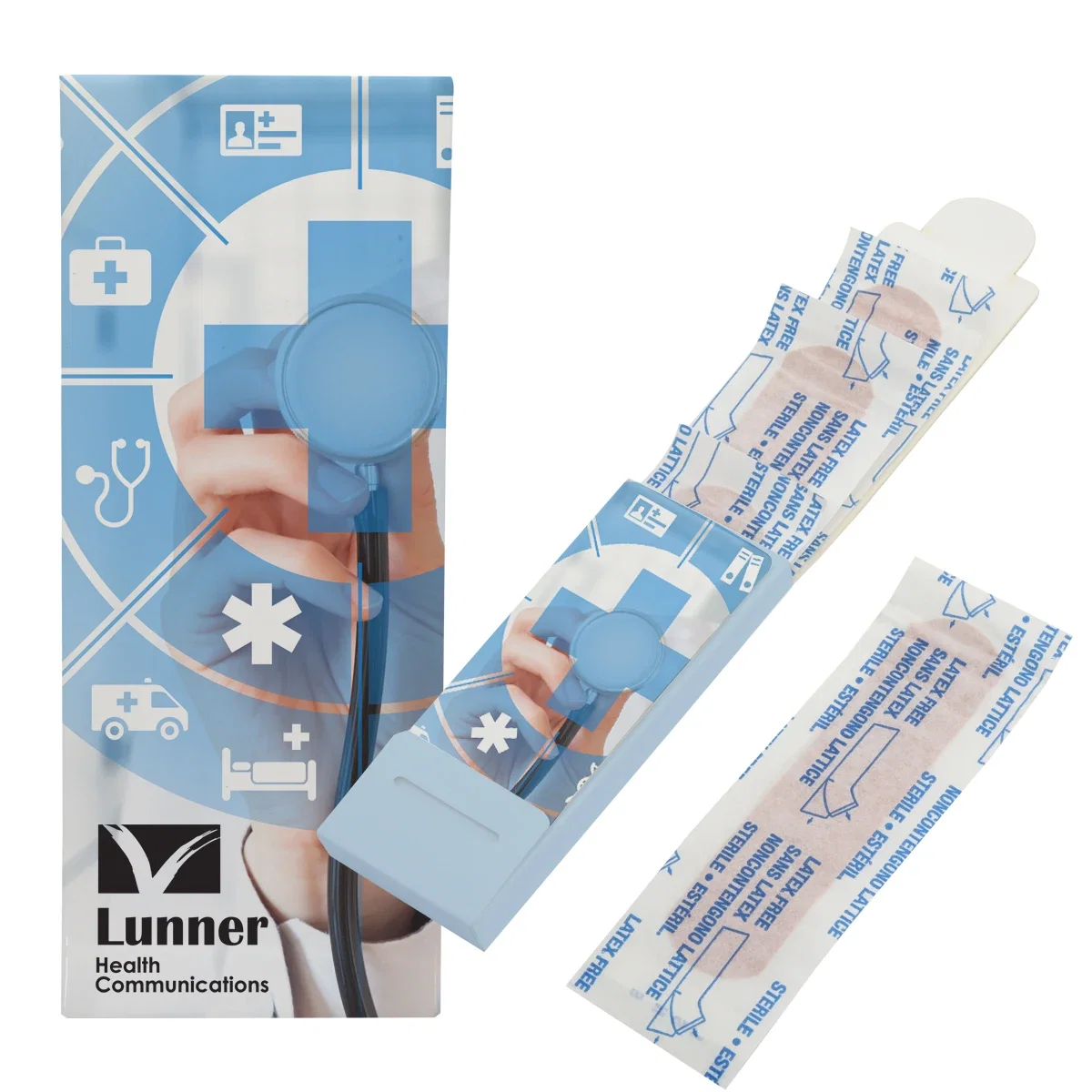 Angled view of the compact first aid holder