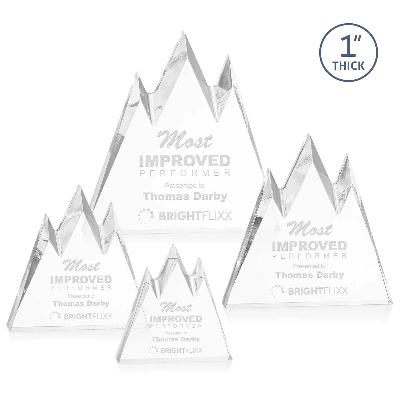 Custom Freestanding Sculpted Acrylic Mountain-Peak Award for employee recognition