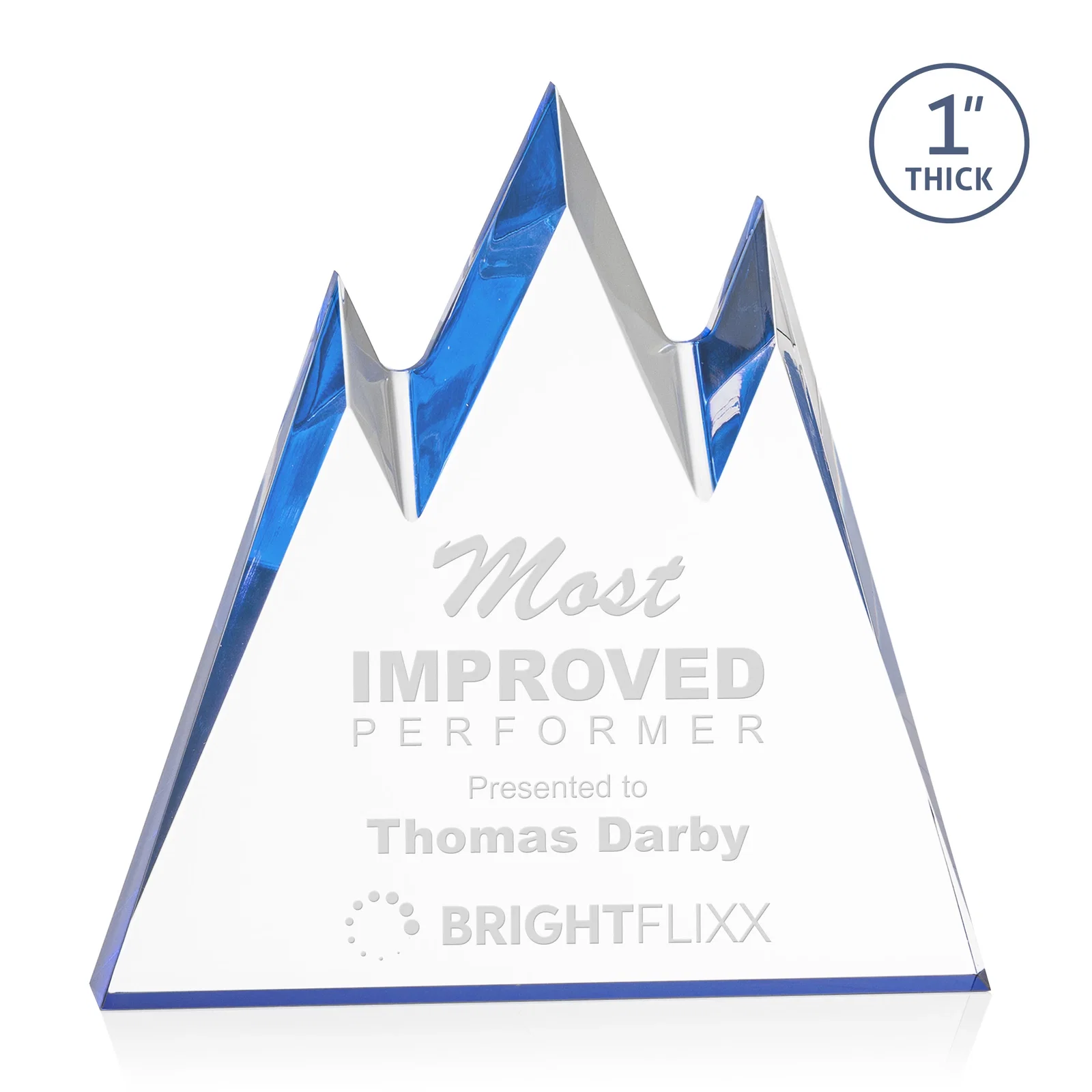 Custom Freestanding Sculpted Acrylic Mountain-Peak Award for volunteer appreciation