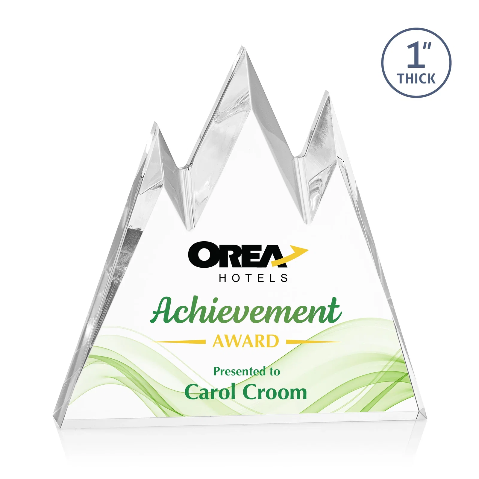 Personalized Freestanding Sculpted Acrylic Mountain-Peak Award for corporate award ceremonies