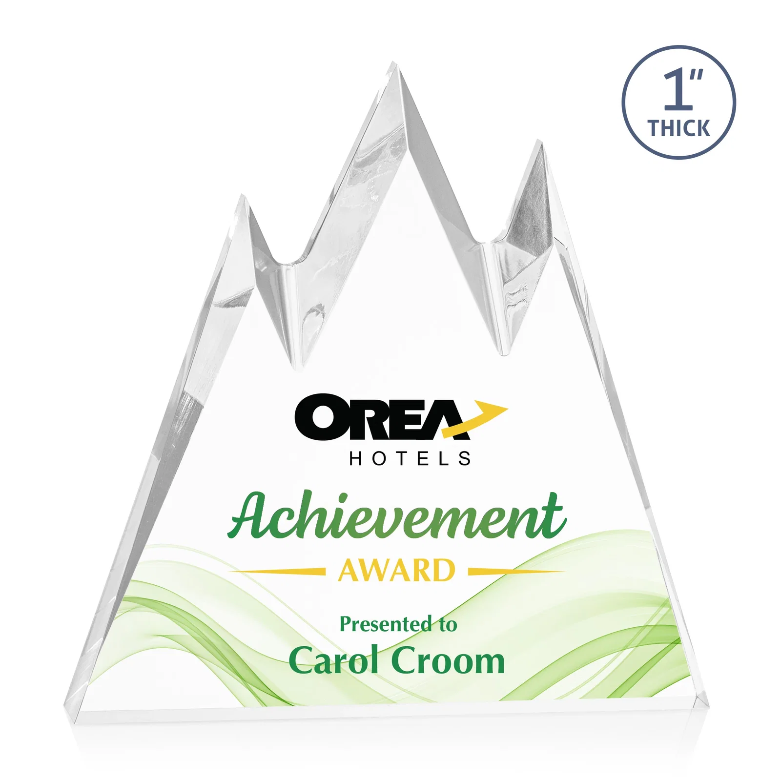 Personalized Freestanding Sculpted Acrylic Mountain-Peak Award for service anniversary gifts