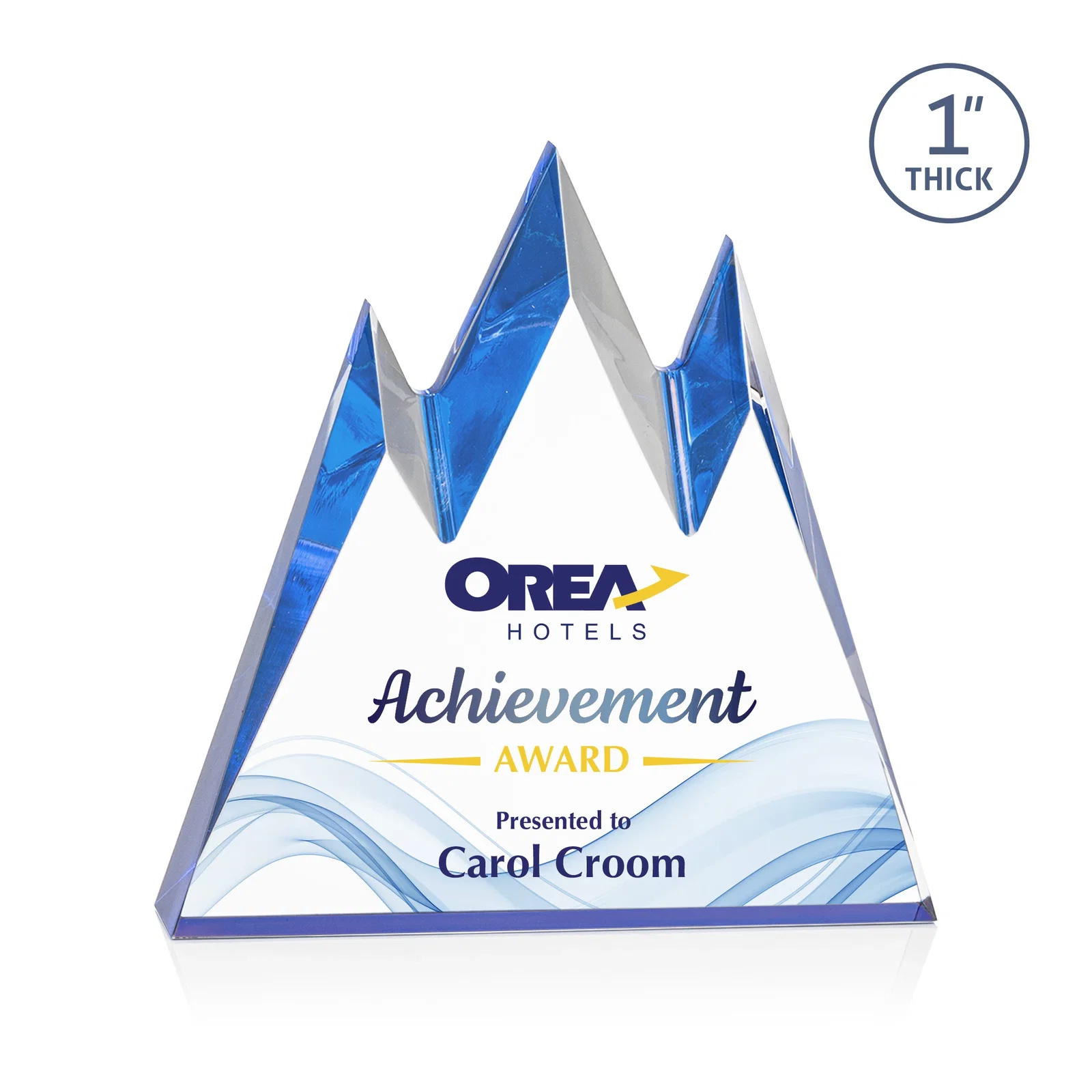 Personalized Freestanding Sculpted Acrylic Mountain-Peak Award for team milestone celebrations
