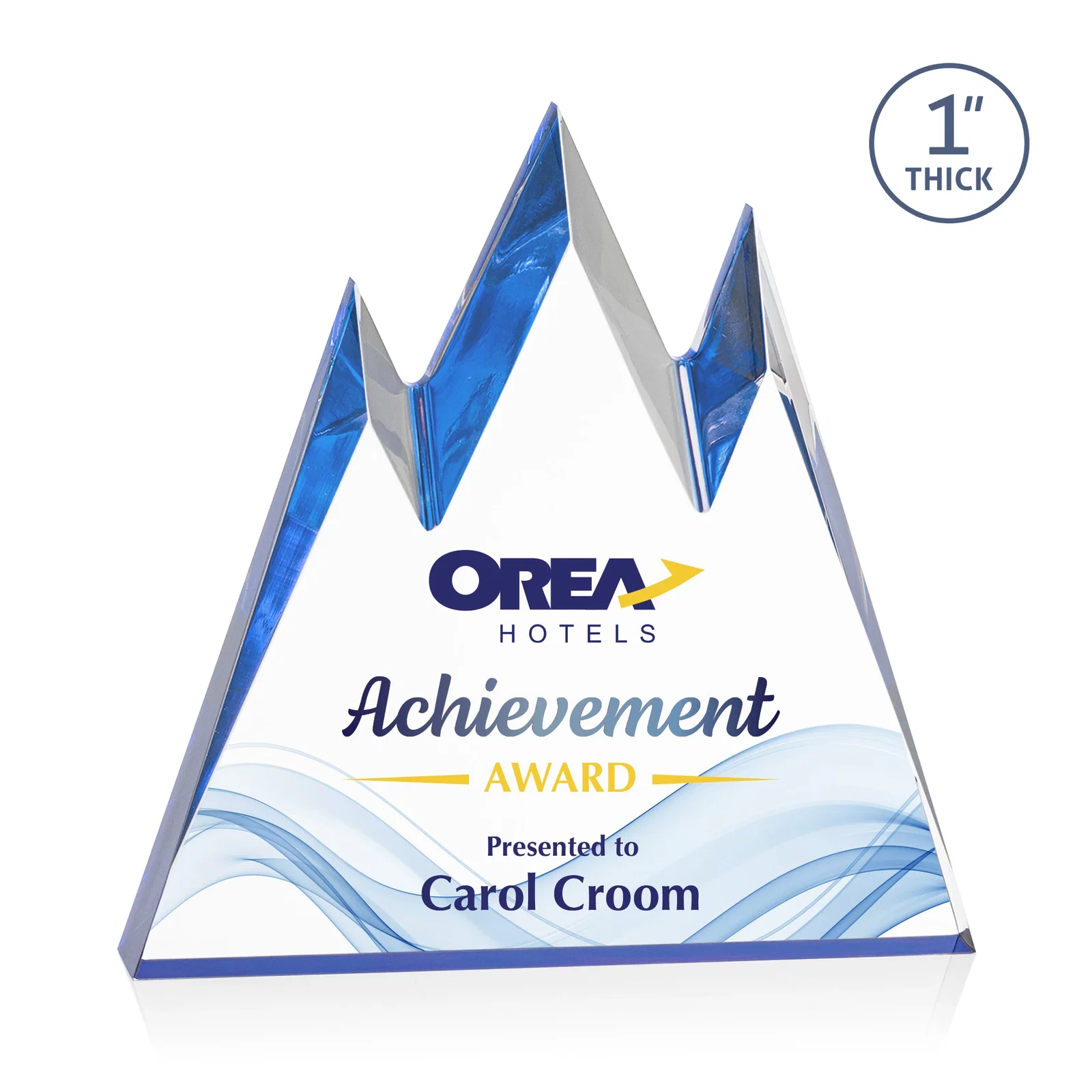 Personalized Freestanding Sculpted Acrylic Mountain-Peak Award for donor appreciation
