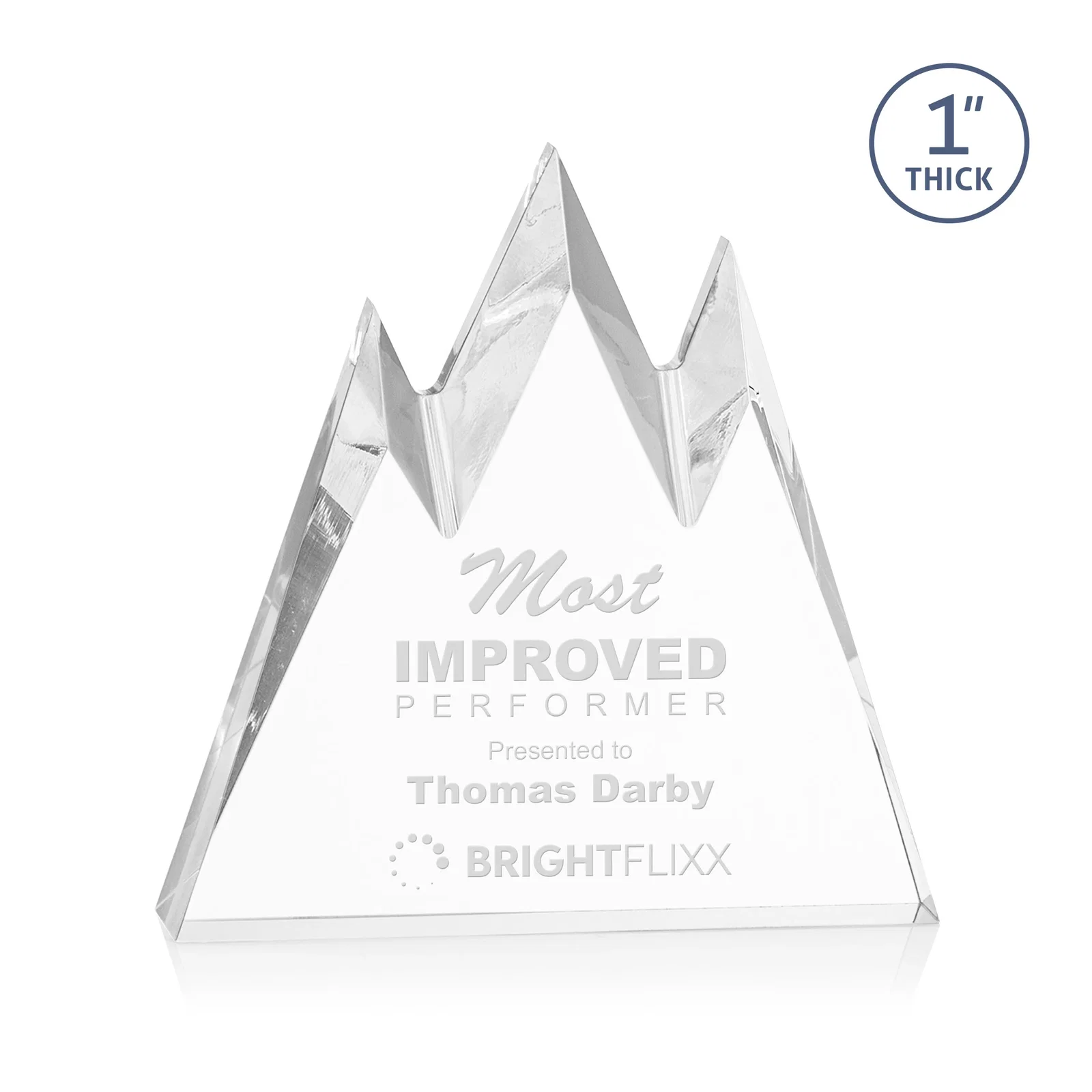 Custom Freestanding Sculpted Acrylic Mountain-Peak Award for service anniversary gifts
