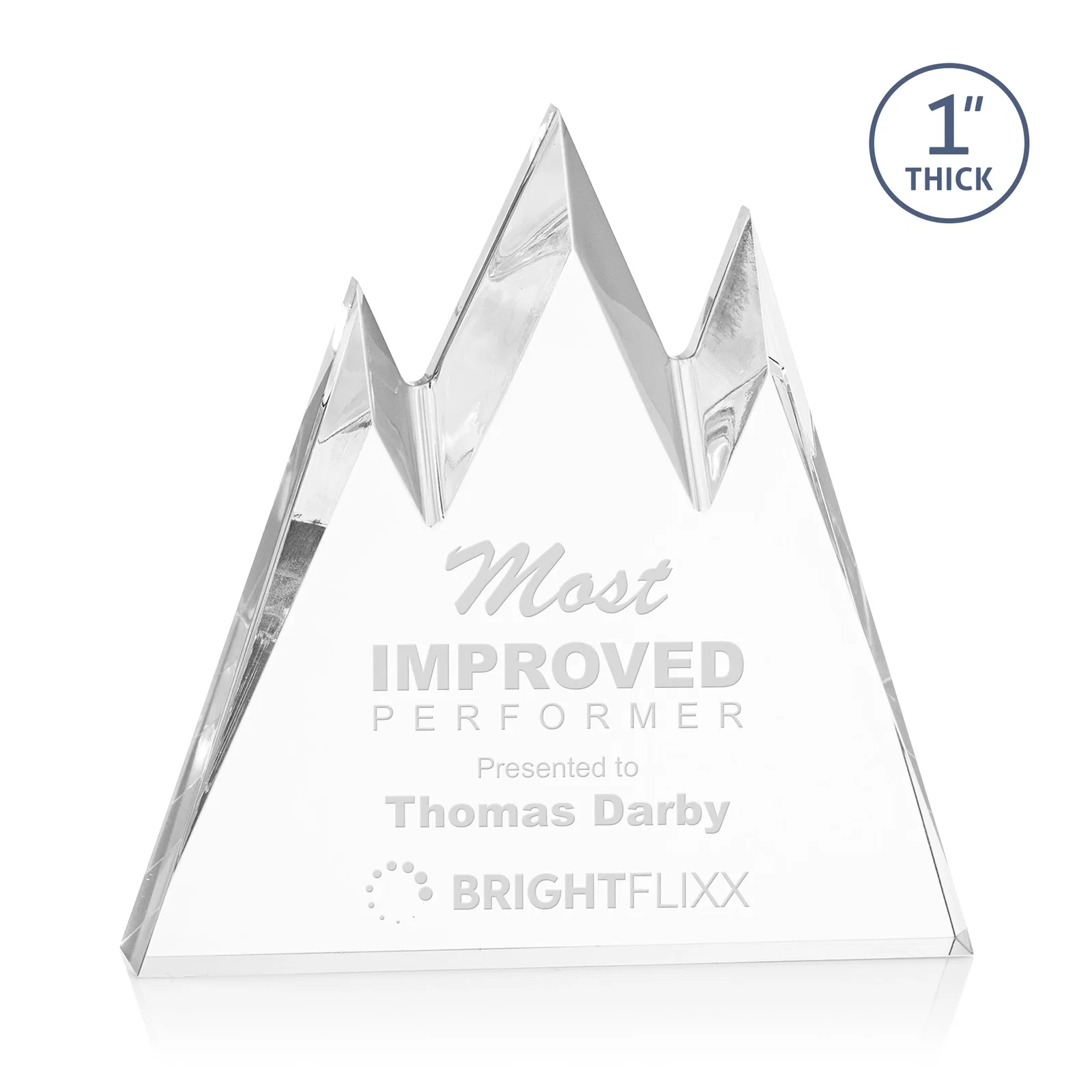 Custom Freestanding Sculpted Acrylic Mountain-Peak Award for sales achievement awards