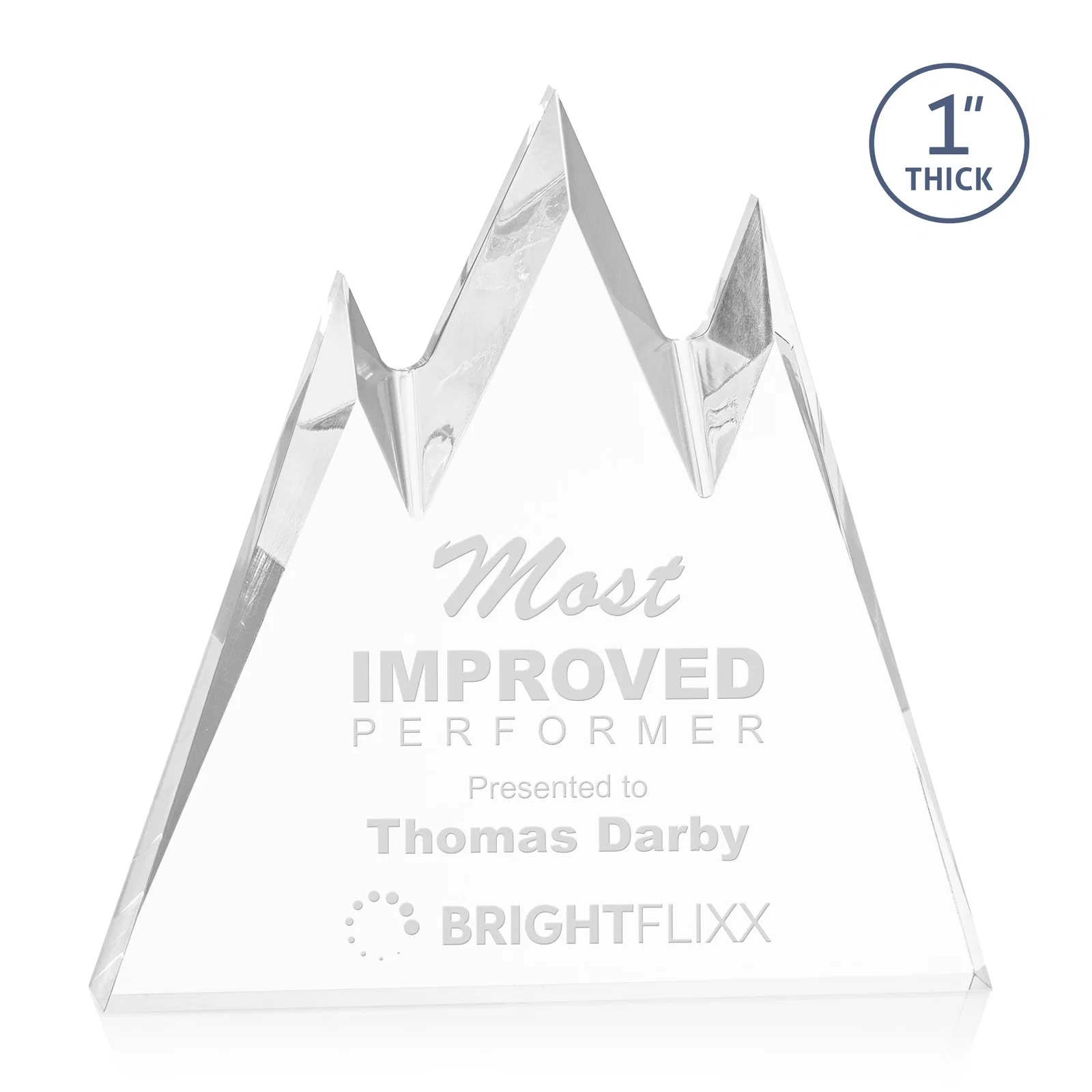 Custom Freestanding Sculpted Acrylic Mountain-Peak Award for retirement presentations