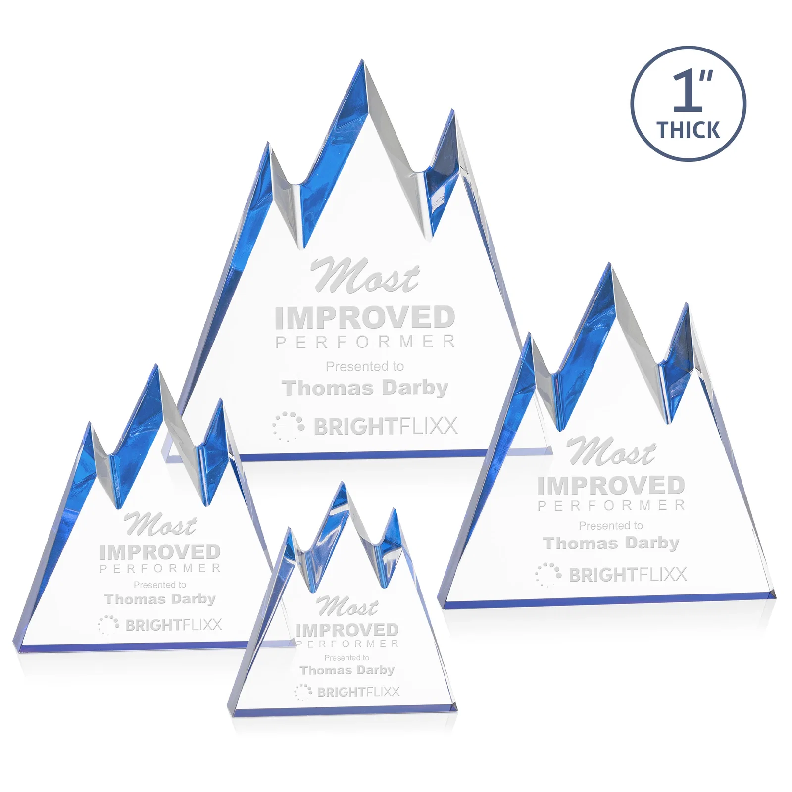 Custom Freestanding Sculpted Acrylic Mountain-Peak Award for team milestone celebrations