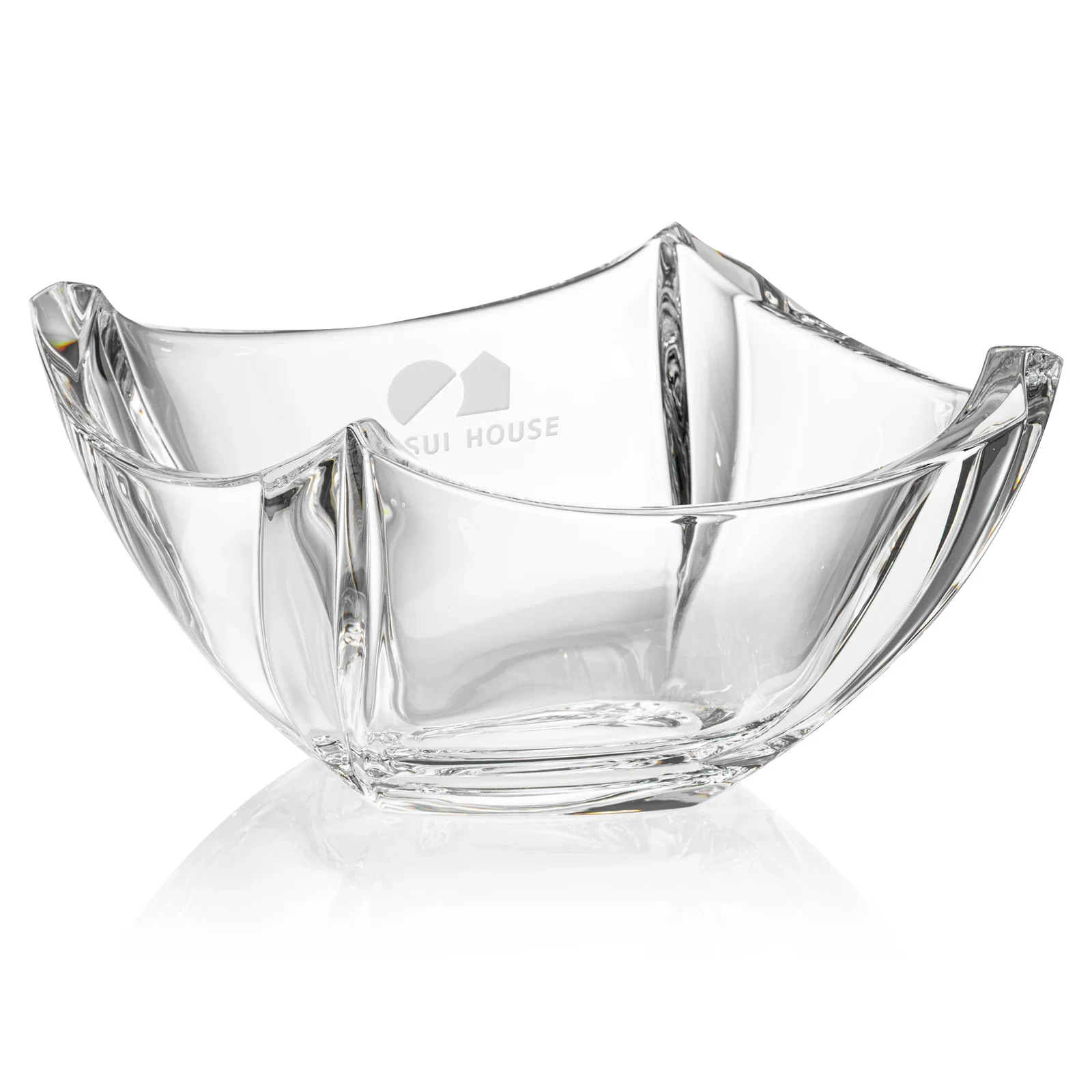 Custom Lead Free Crystalline Bowl with Deep Inward-Curved Sides for service anniversary gifts