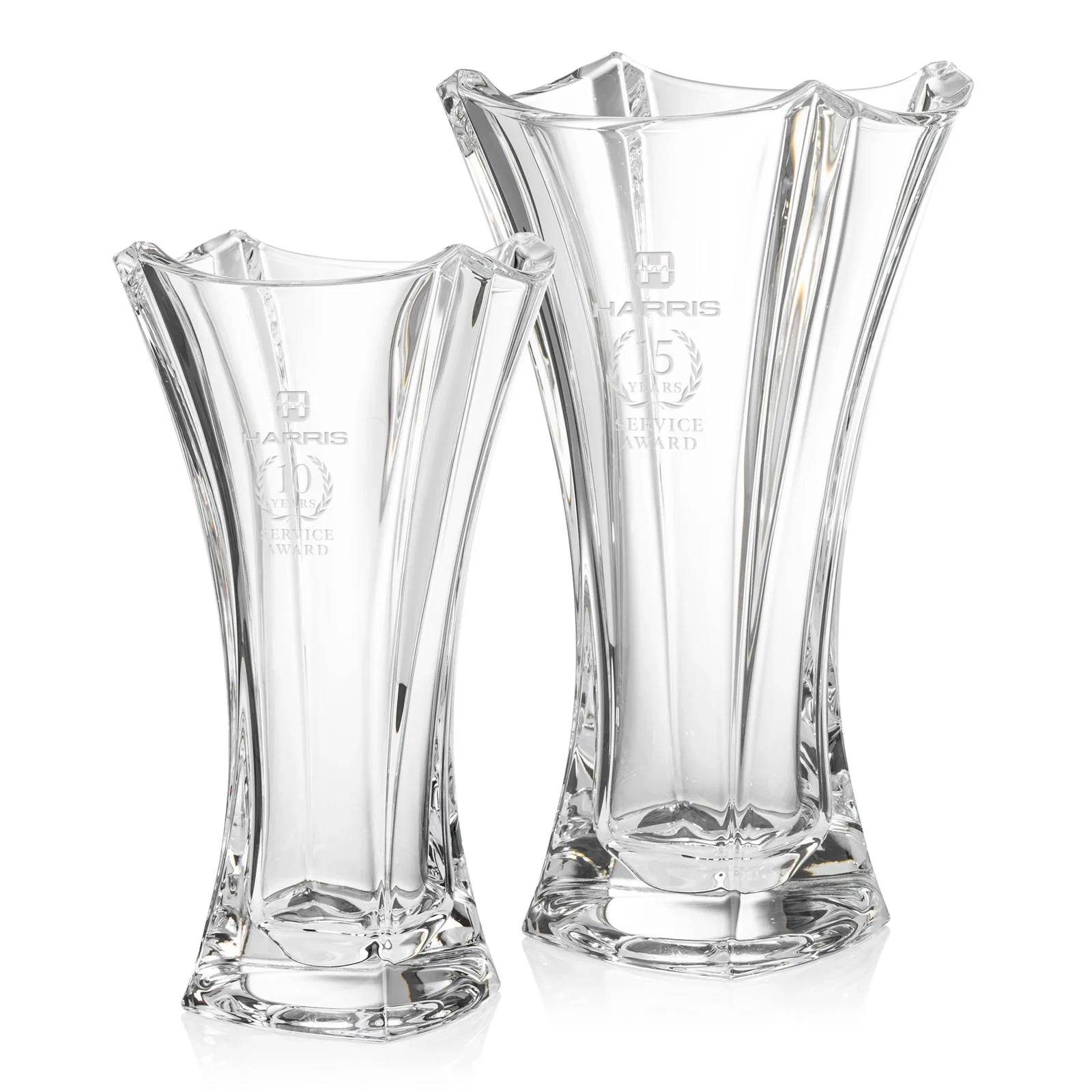 Custom Lead Free Crystalline Vase with Cinched Waist for employee recognition