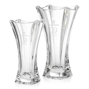 Lead Free Crystalline Vase with Cinched Waist
