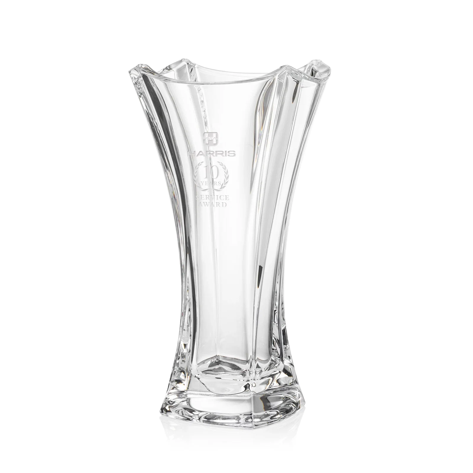 Custom Lead Free Crystalline Vase with Cinched Waist for corporate award ceremonies