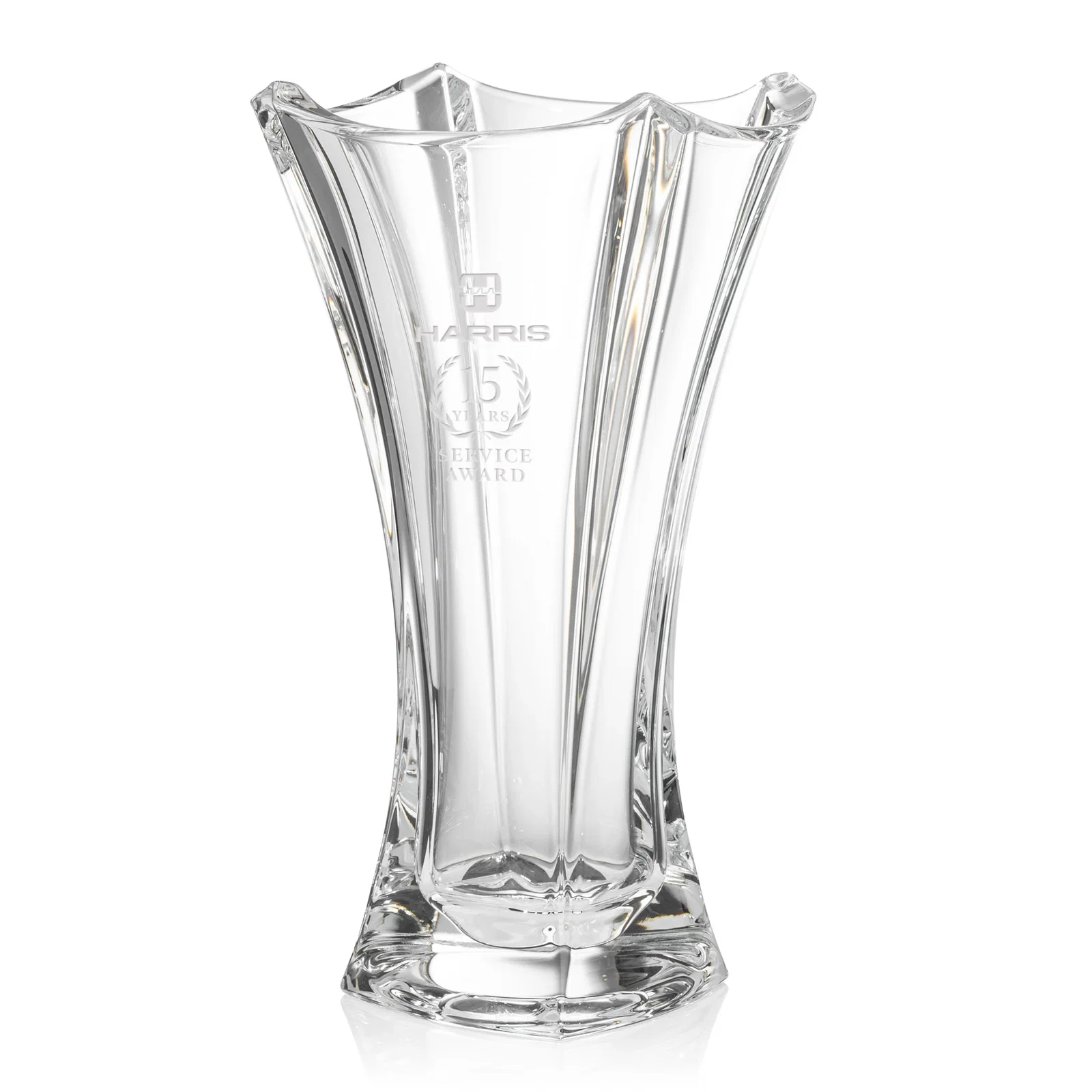 Custom Lead Free Crystalline Vase with Cinched Waist for service anniversary gifts