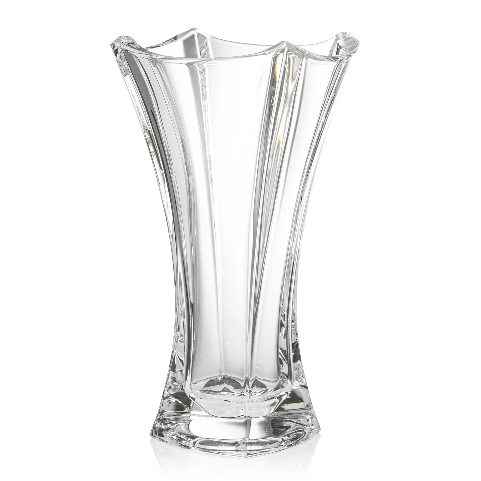 Custom Lead Free Crystalline Vase with Cinched Waist for donor appreciation