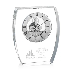 Optical Crystal Skeleton Desk Clock in Clear, Silver, or Gold