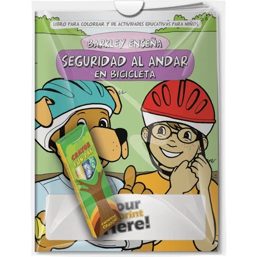 Barkley Teaches Bicycle Safety Spanish coloring book and 4-crayon Fun Pak combo poly bag