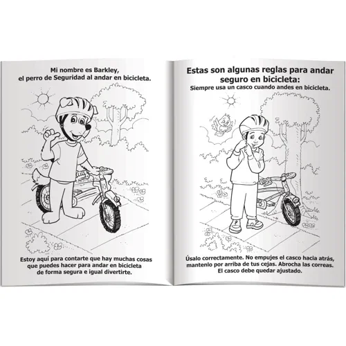 Fun Pak 4-pack of non-toxic crayons with Barkley Bicycle Safety Spanish combo set
