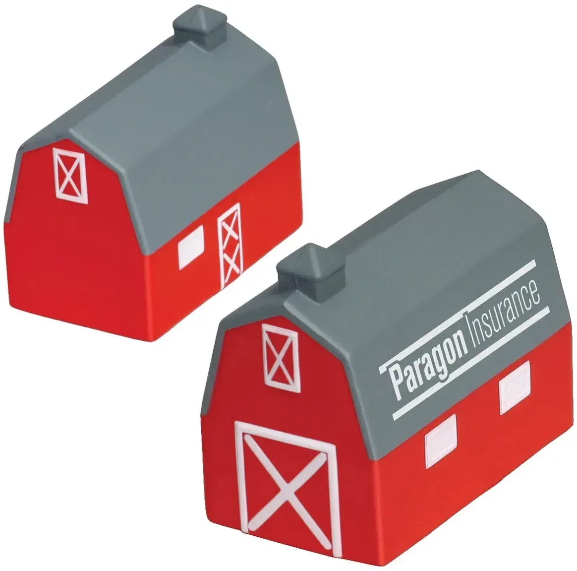 Custom Barn stress reliever, branded barn-shaped squeeze toy for agricultural giveaways