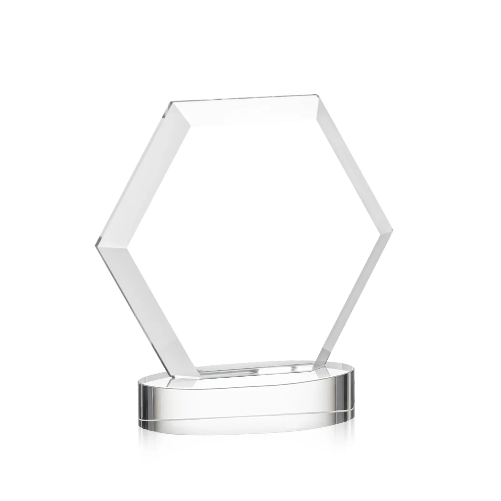 Promotional Starfire Crystal Hexagon Award on Alberton Oval Base, awards, with your logo for employee recognition