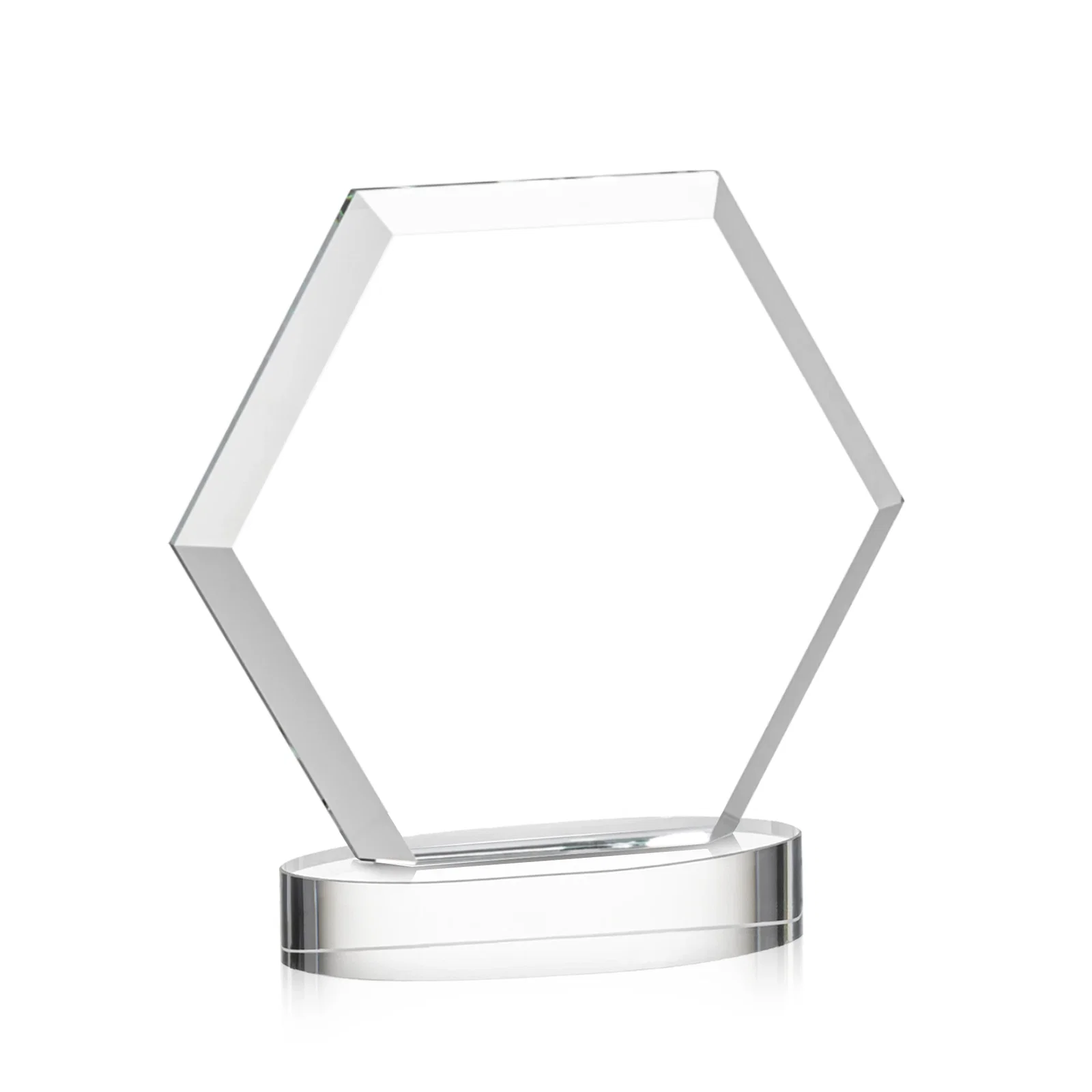 Promotional Starfire Crystal Hexagon Award on Alberton Oval Base, awards, with your logo for corporate award ceremonies