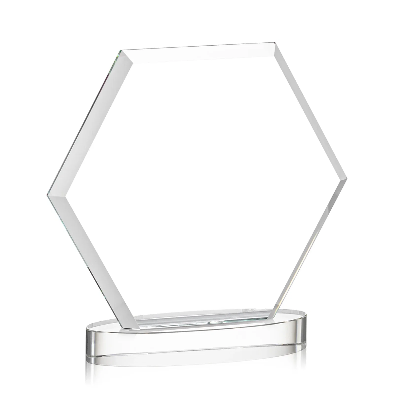 Promotional Starfire Crystal Hexagon Award on Alberton Oval Base, awards, with your logo for sales achievement awards