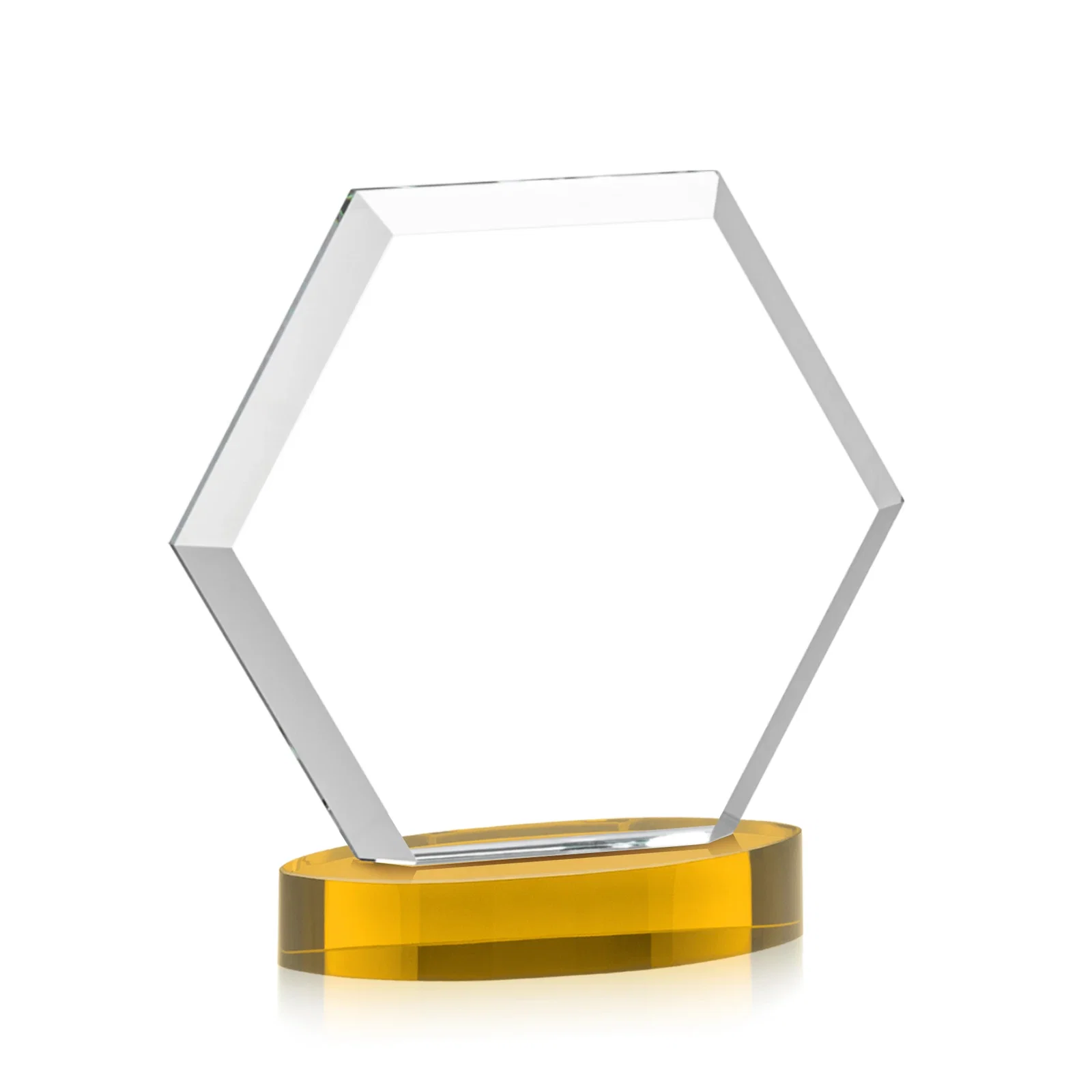 Promotional Starfire Crystal Hexagon Award on Alberton Oval Base, awards, with your logo for donor appreciation