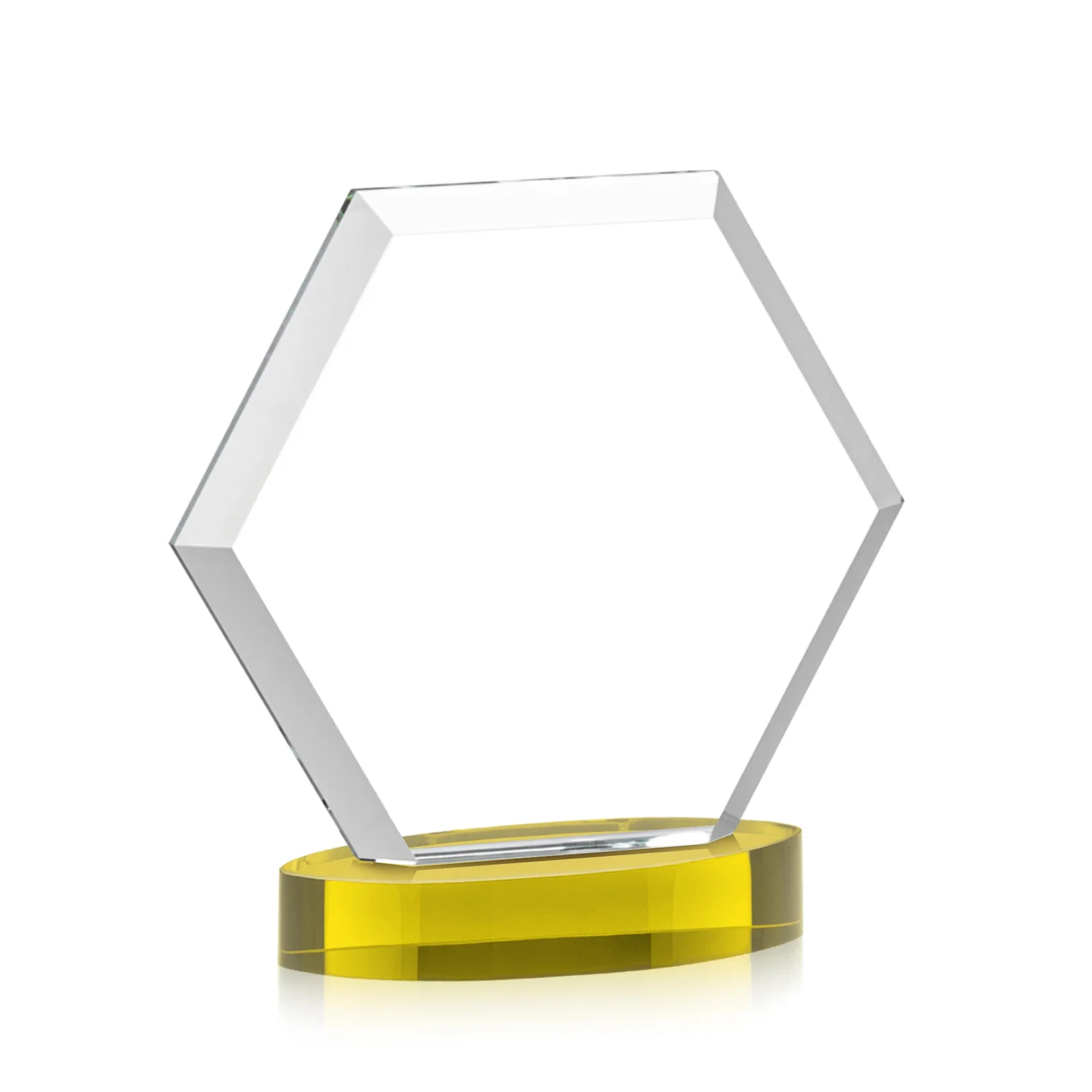 Promotional Starfire Crystal Hexagon Award on Alberton Oval Base, awards, with your logo for company anniversary events