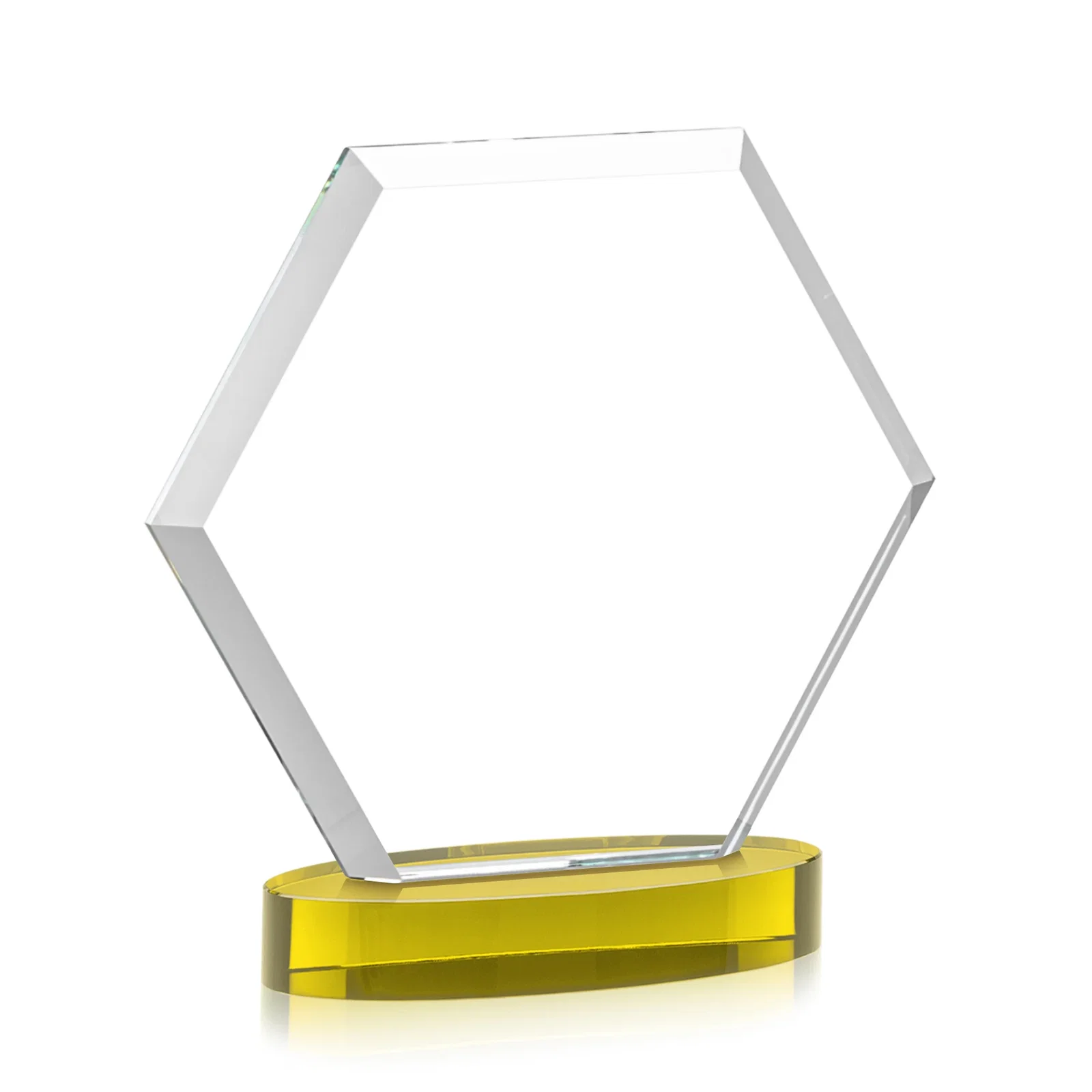 Branded Starfire Crystal Hexagon Award on Alberton Oval Base, awards, with your logo for employee recognition