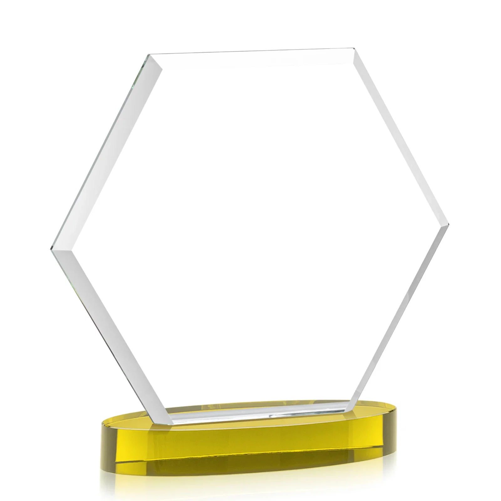 Branded Starfire Crystal Hexagon Award on Alberton Oval Base, awards, with your logo for service anniversary gifts