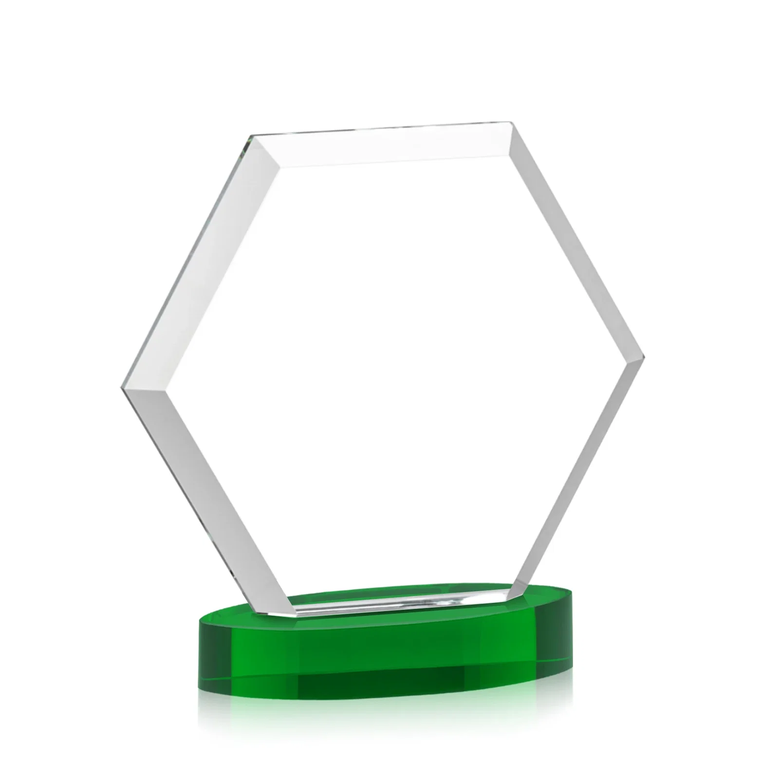 Branded Starfire Crystal Hexagon Award on Alberton Oval Base, awards, with your logo for retirement presentations