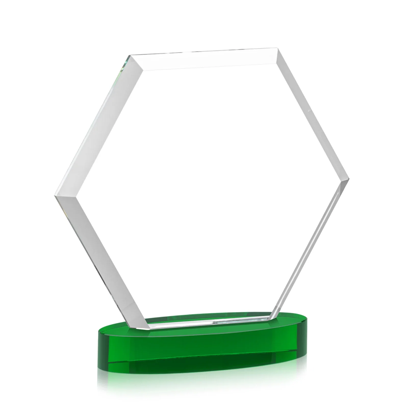 Branded Starfire Crystal Hexagon Award on Alberton Oval Base, awards, with your logo for team milestone celebrations