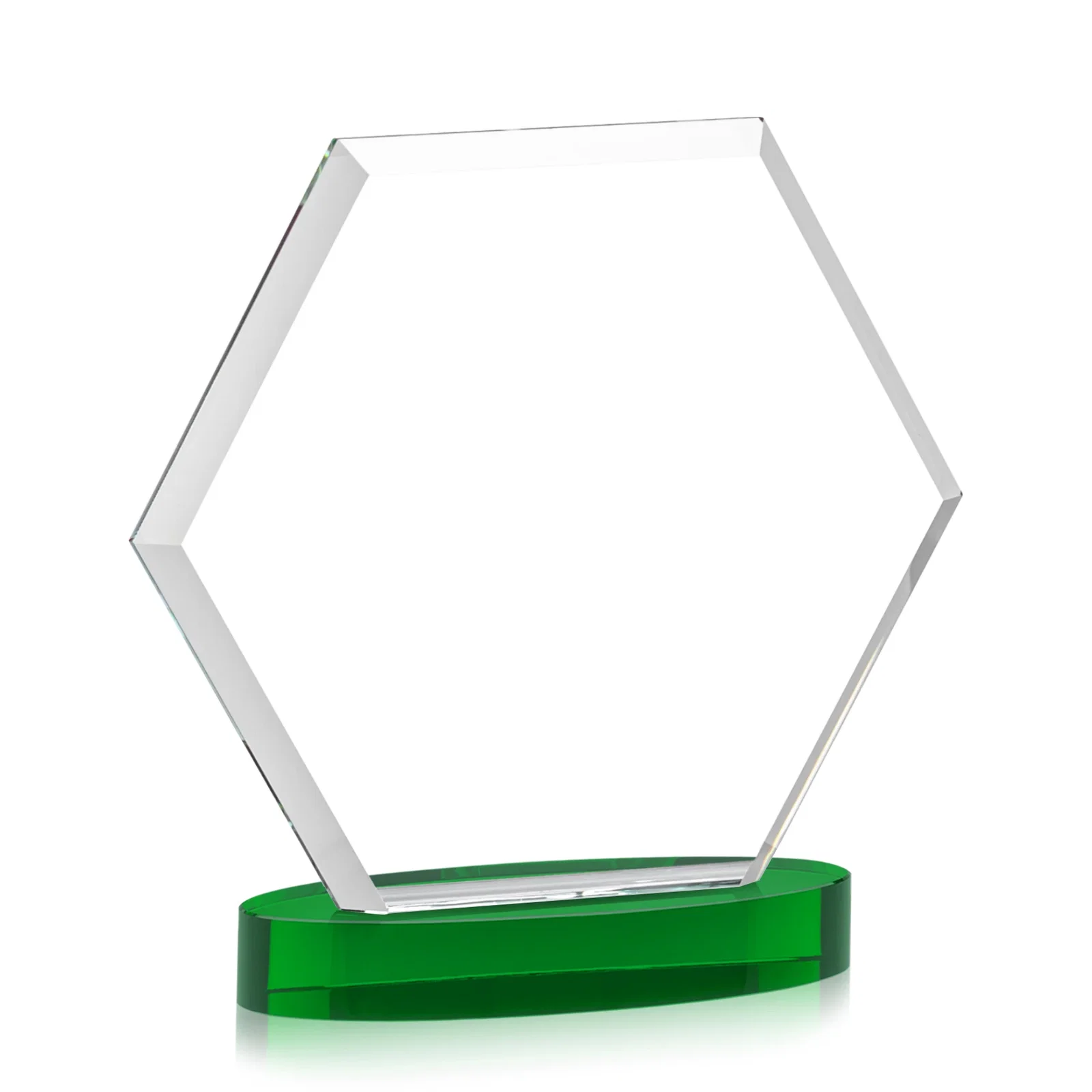 Branded Starfire Crystal Hexagon Award on Alberton Oval Base, awards, with your logo for donor appreciation