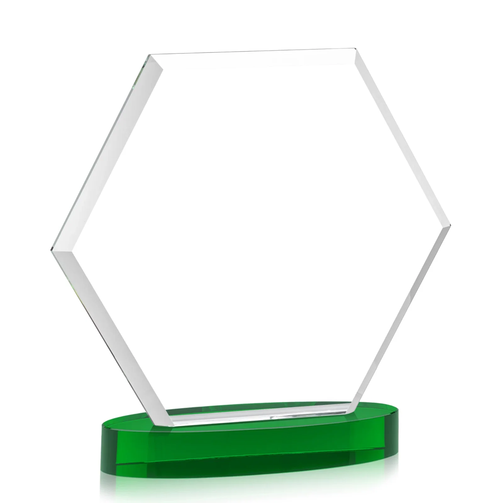 Branded Starfire Crystal Hexagon Award on Alberton Oval Base, awards, with your logo for graduation ceremonies