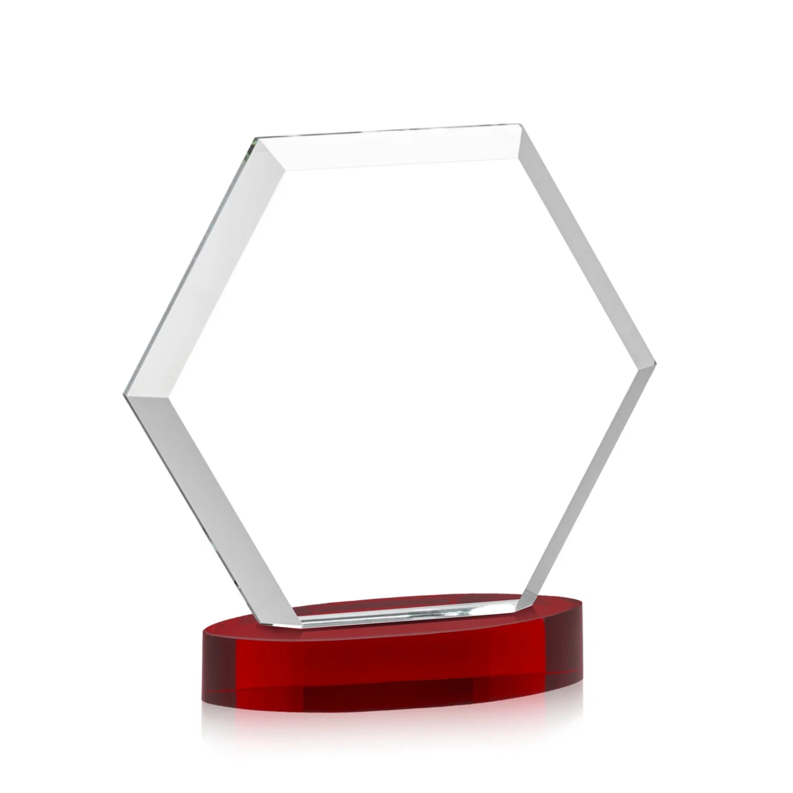 Custom printed Starfire Crystal Hexagon Award on Alberton Oval Base, awards, with your logo for graduation ceremonies