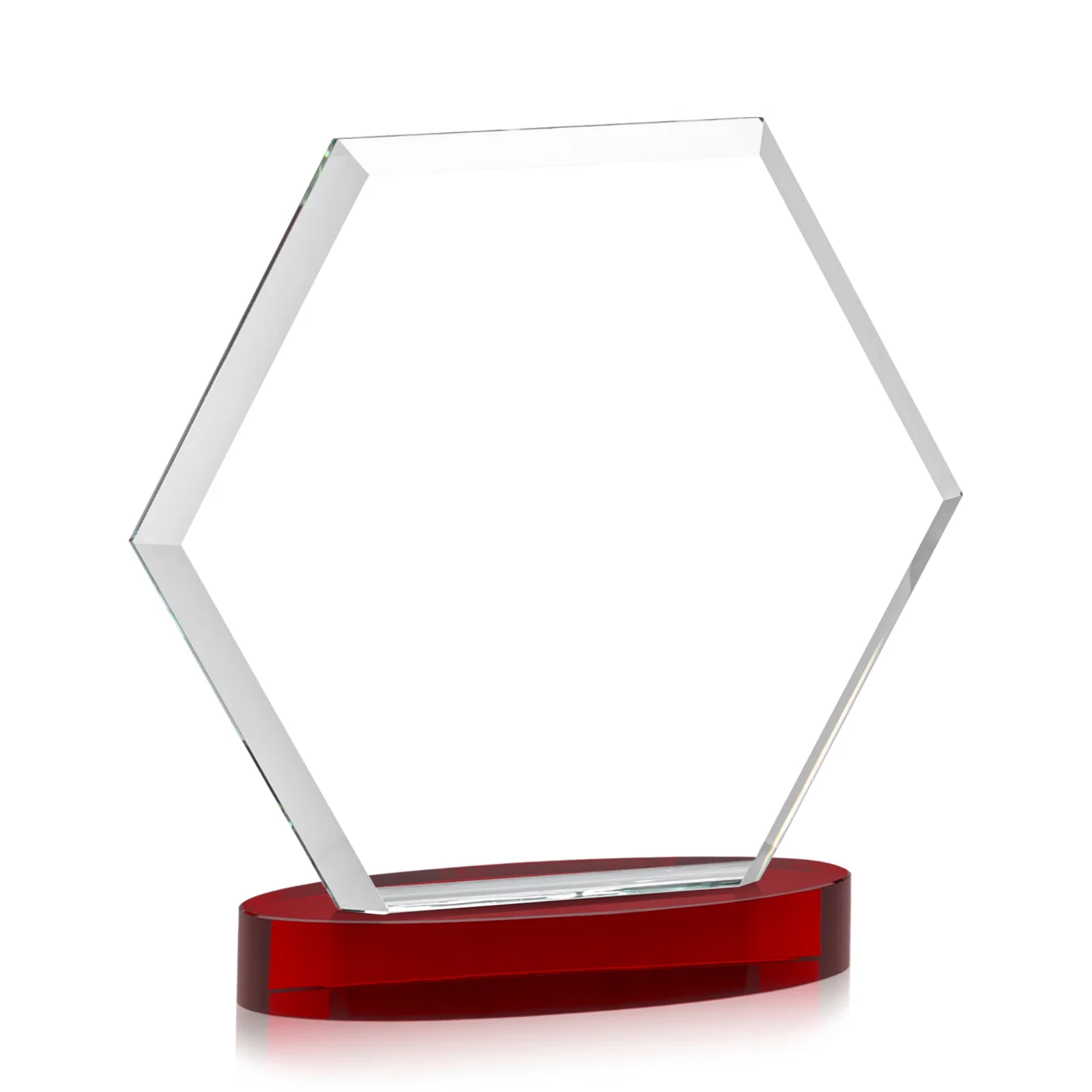 Custom printed Starfire Crystal Hexagon Award on Alberton Oval Base, awards, with your logo for volunteer appreciation