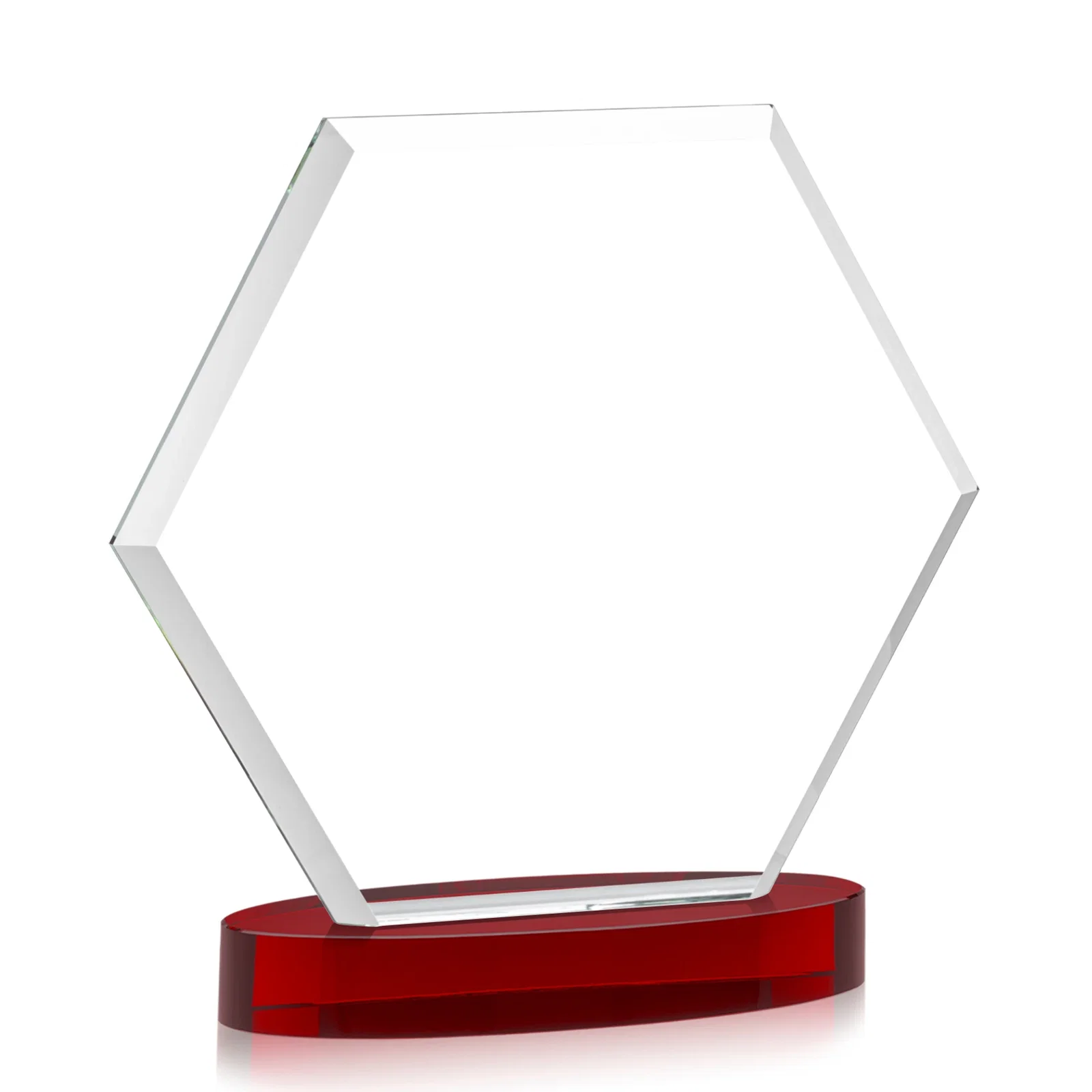 Custom printed Starfire Crystal Hexagon Award on Alberton Oval Base, awards, with your logo for dealer and partner awards