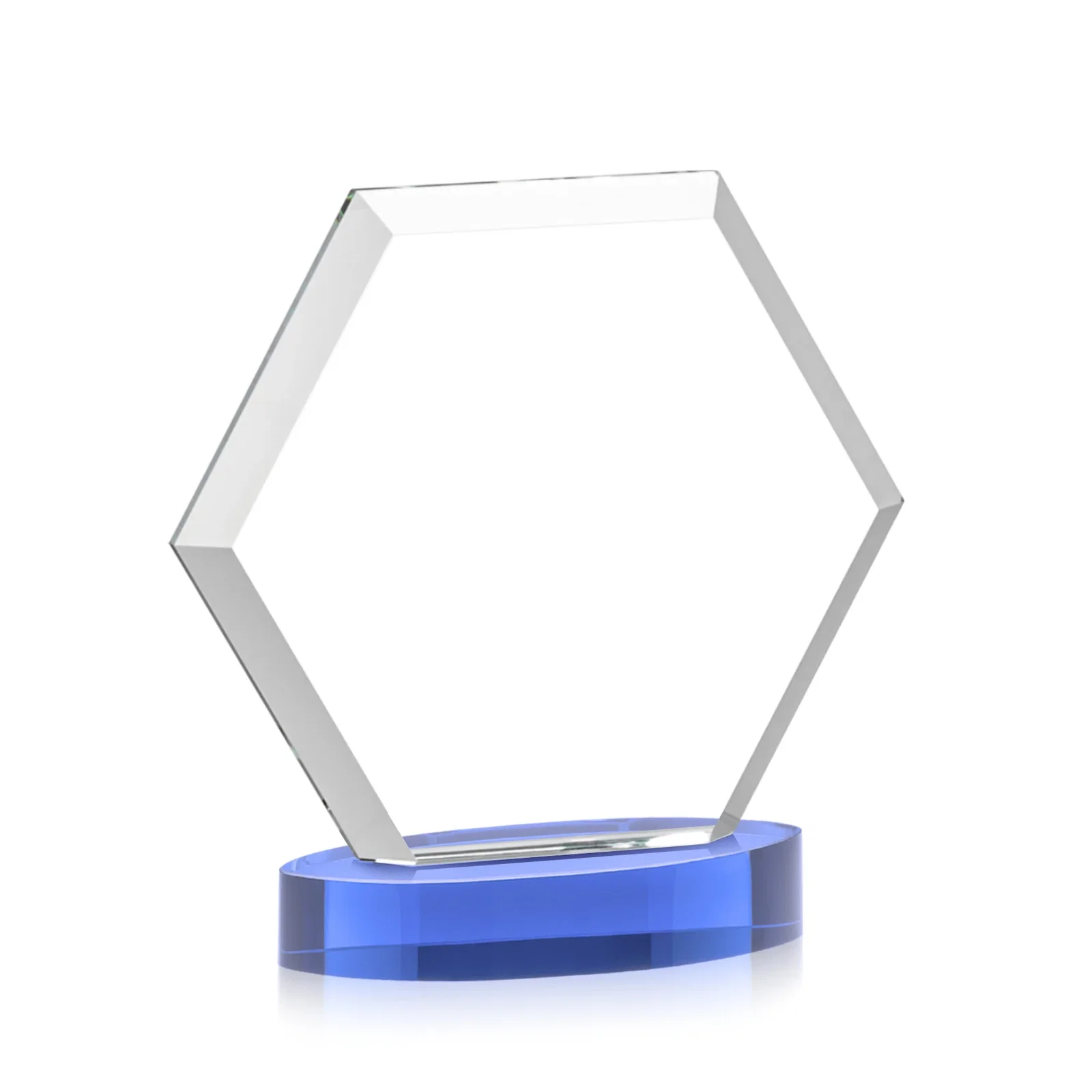 Customized Starfire Crystal Hexagon Award on Alberton Oval Base, awards, with your logo for employee recognition