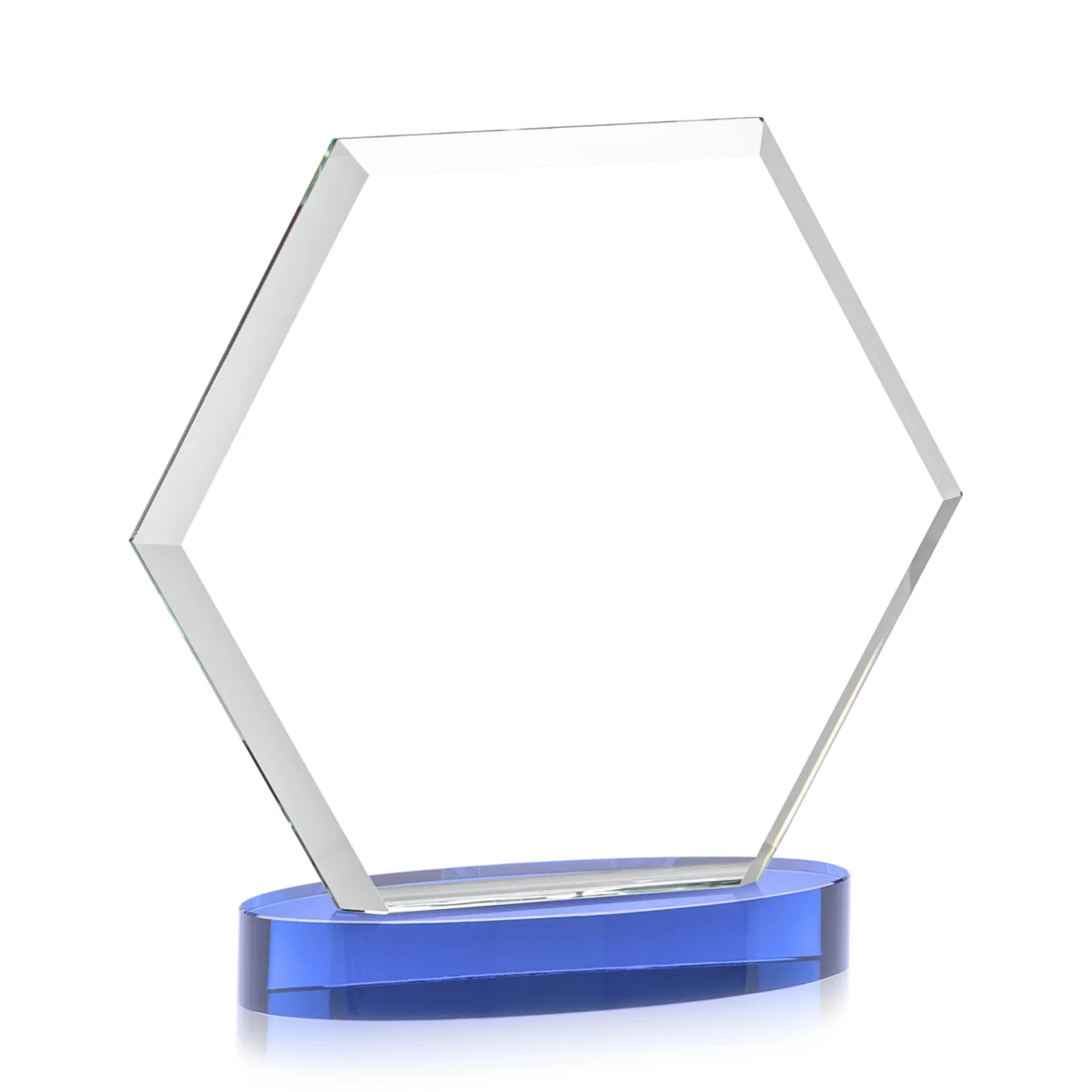 Customized Starfire Crystal Hexagon Award on Alberton Oval Base, awards, with your logo for service anniversary gifts
