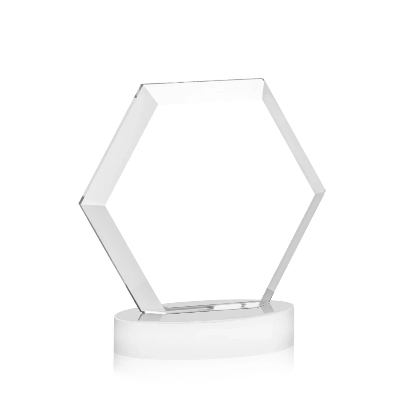 Customized Starfire Crystal Hexagon Award on Alberton Oval Base, awards, with your logo for retirement presentations