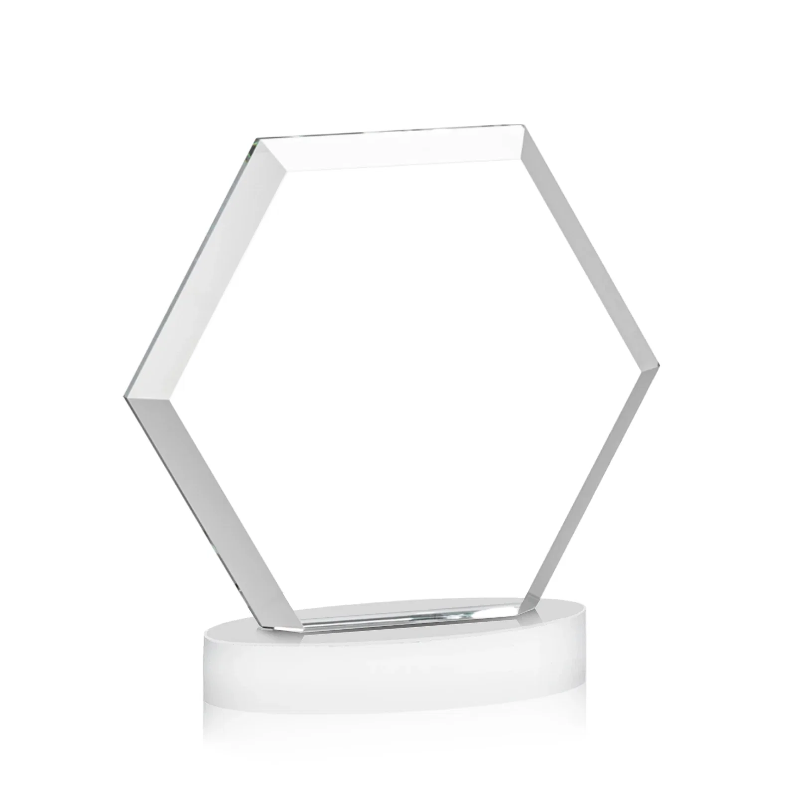 Customized Starfire Crystal Hexagon Award on Alberton Oval Base, awards, with your logo for team milestone celebrations