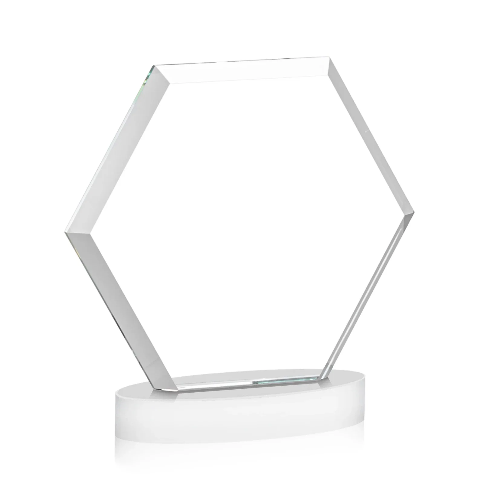 Customized Starfire Crystal Hexagon Award on Alberton Oval Base, awards, with your logo for donor appreciation