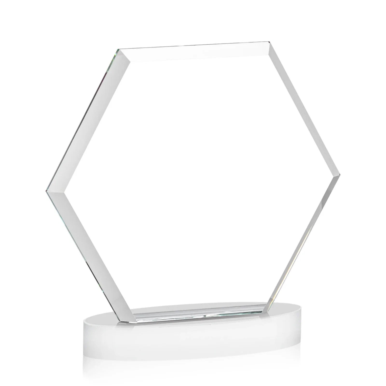 Customized Starfire Crystal Hexagon Award on Alberton Oval Base, awards, with your logo for graduation ceremonies