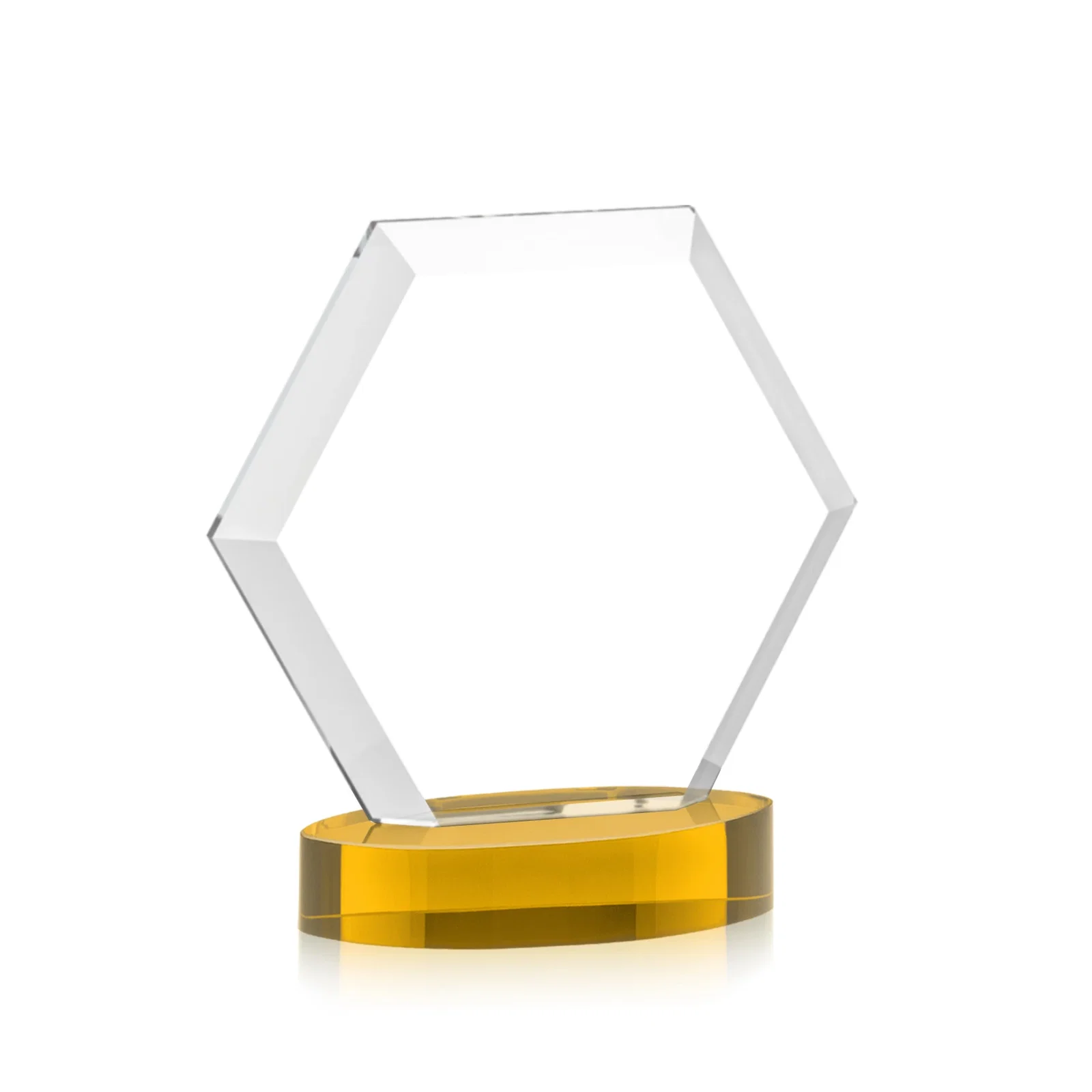 Customized Starfire Crystal Hexagon Award on Alberton Oval Base, awards, with your logo for volunteer appreciation