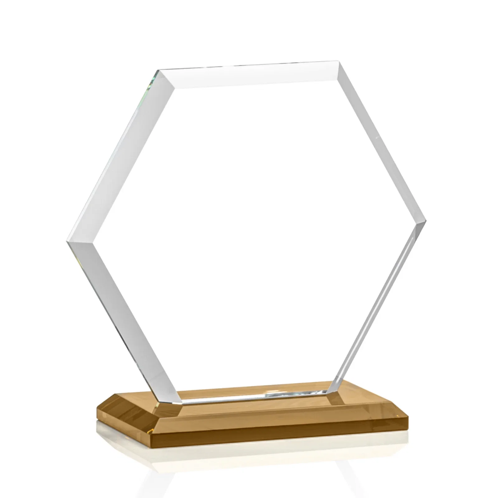 Branded Starfire Crystal Hexagon Award with Deep Mitered Edges, with your logo for sales achievement awards