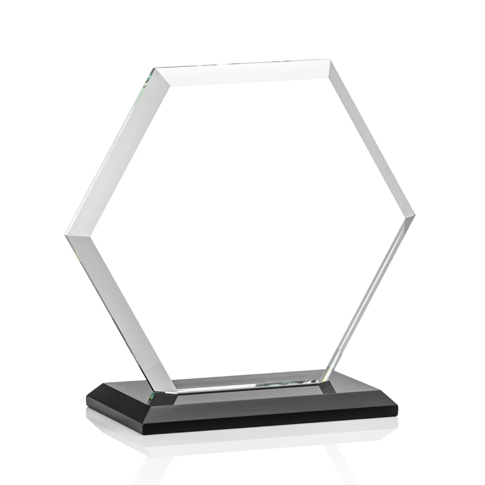 Branded Starfire Crystal Hexagon Award with Deep Mitered Edges, with your logo for safety achievement programs