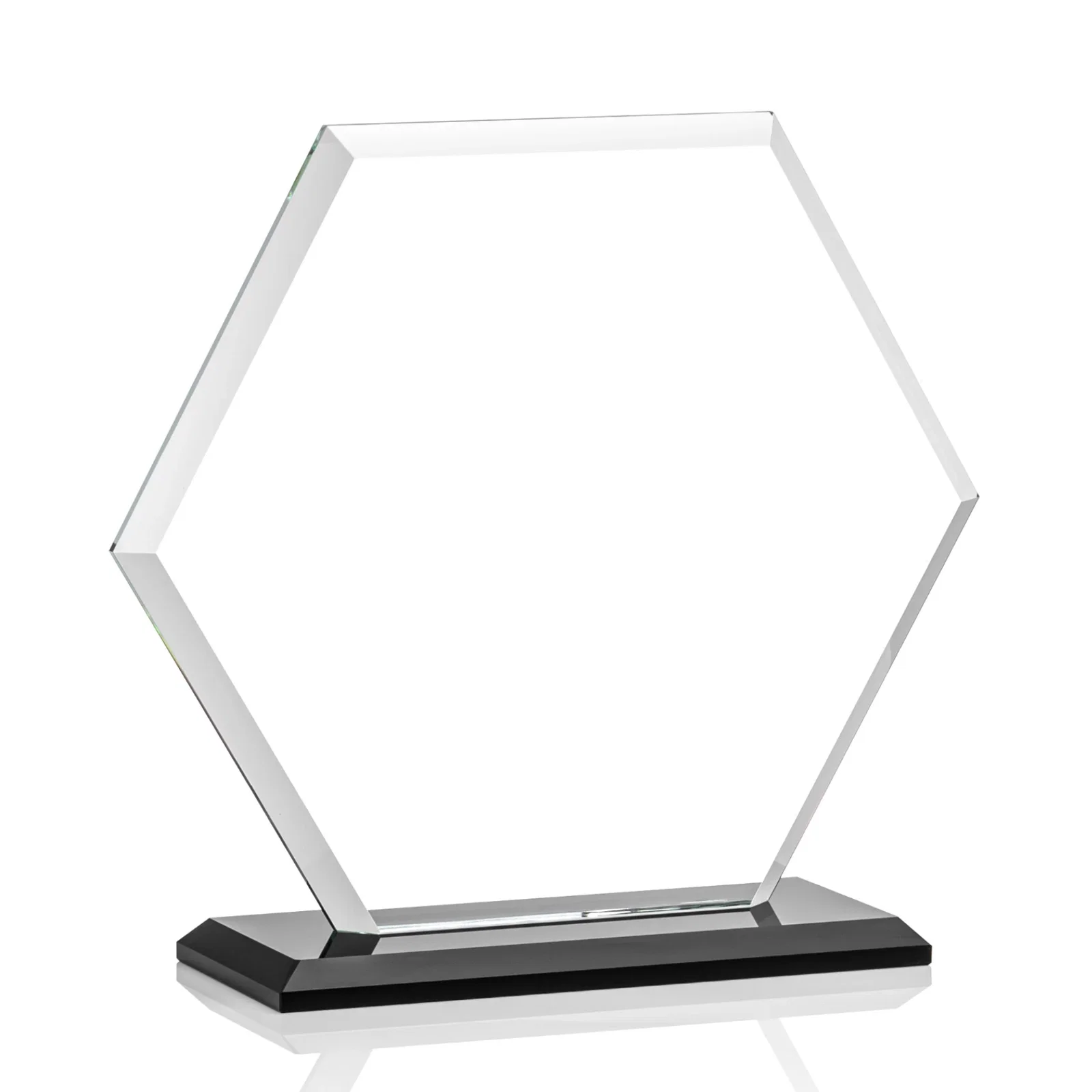 Branded Starfire Crystal Hexagon Award with Deep Mitered Edges, with your logo for dealer and partner awards