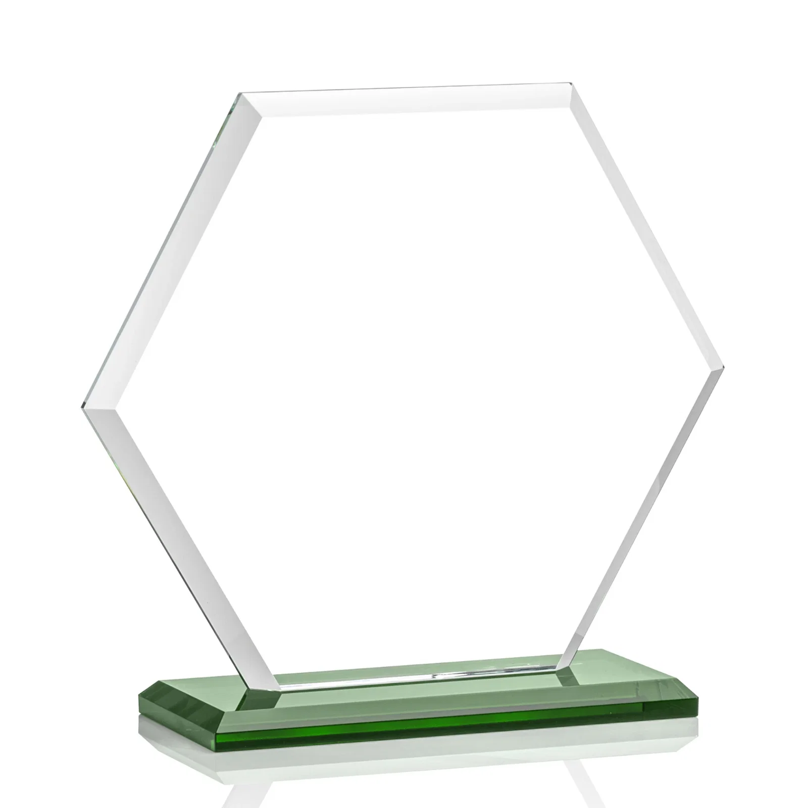 Custom printed Starfire Crystal Hexagon Award with Deep Mitered Edges, with your logo for safety achievement programs
